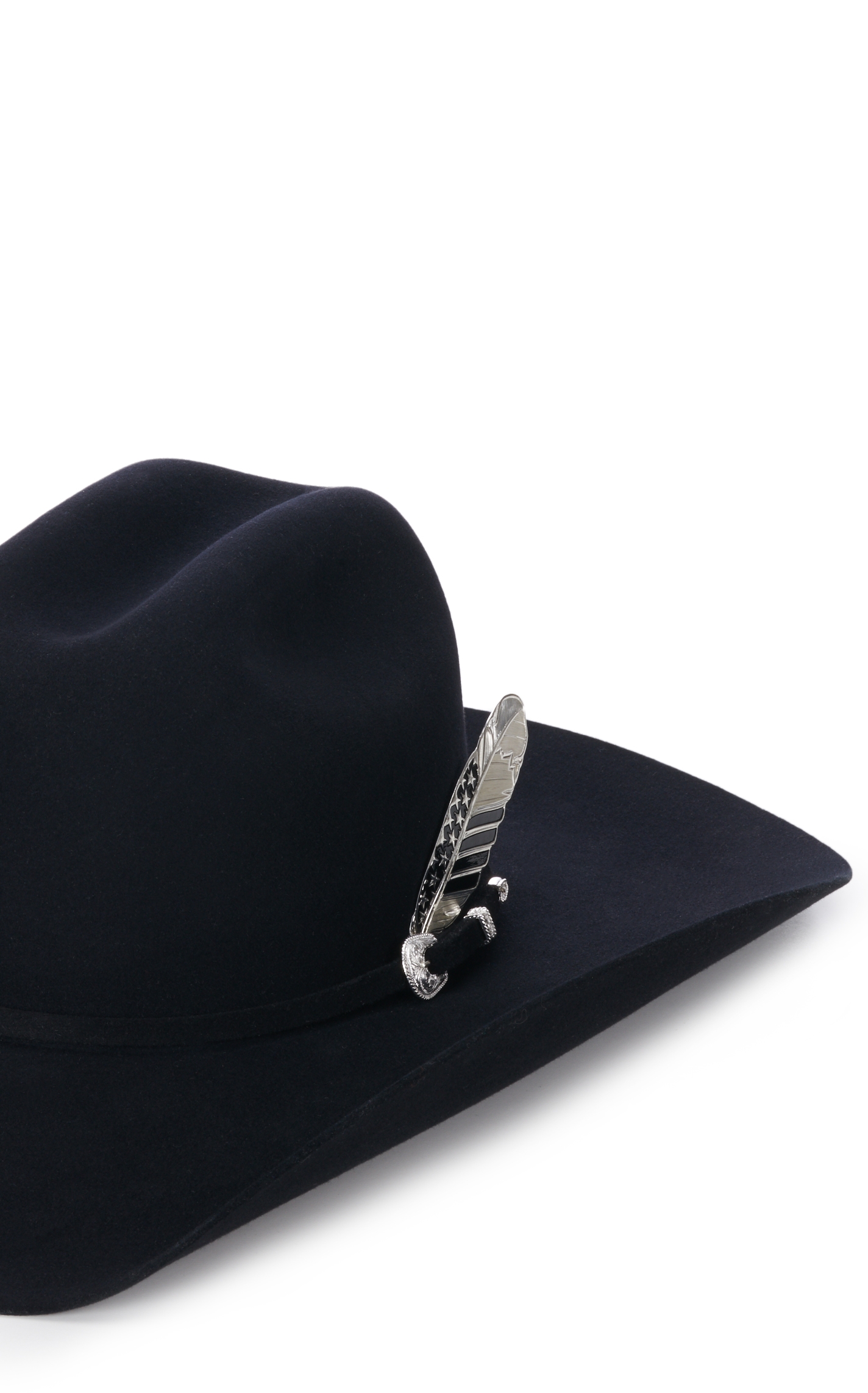 Montana Silversmiths Silver and Black Stars and Stripes Hat Feather - Image 1