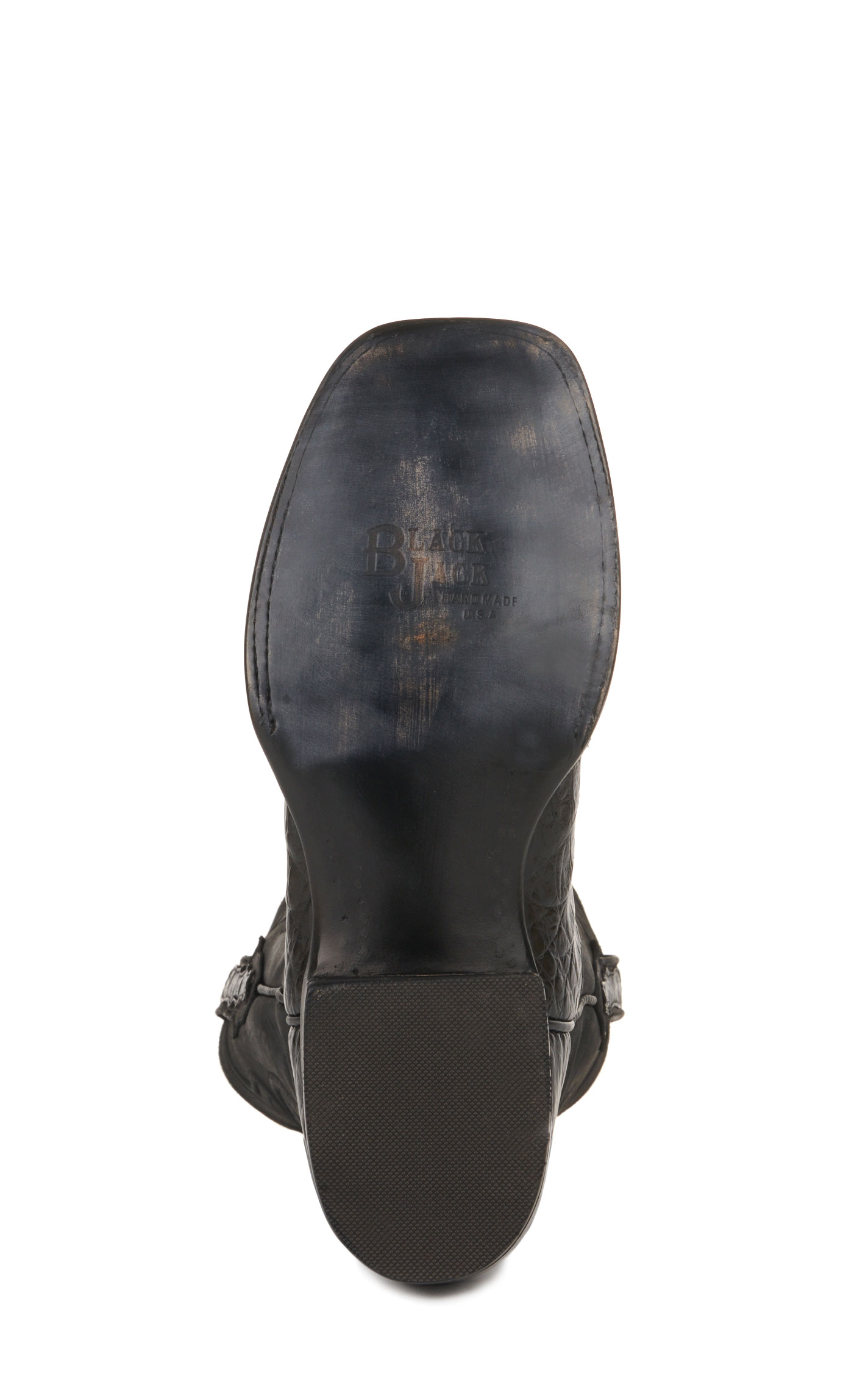 Black Jack Men's Black Caiman Belly Wide Square Toe Exotic Cowboy Boots - Image 1