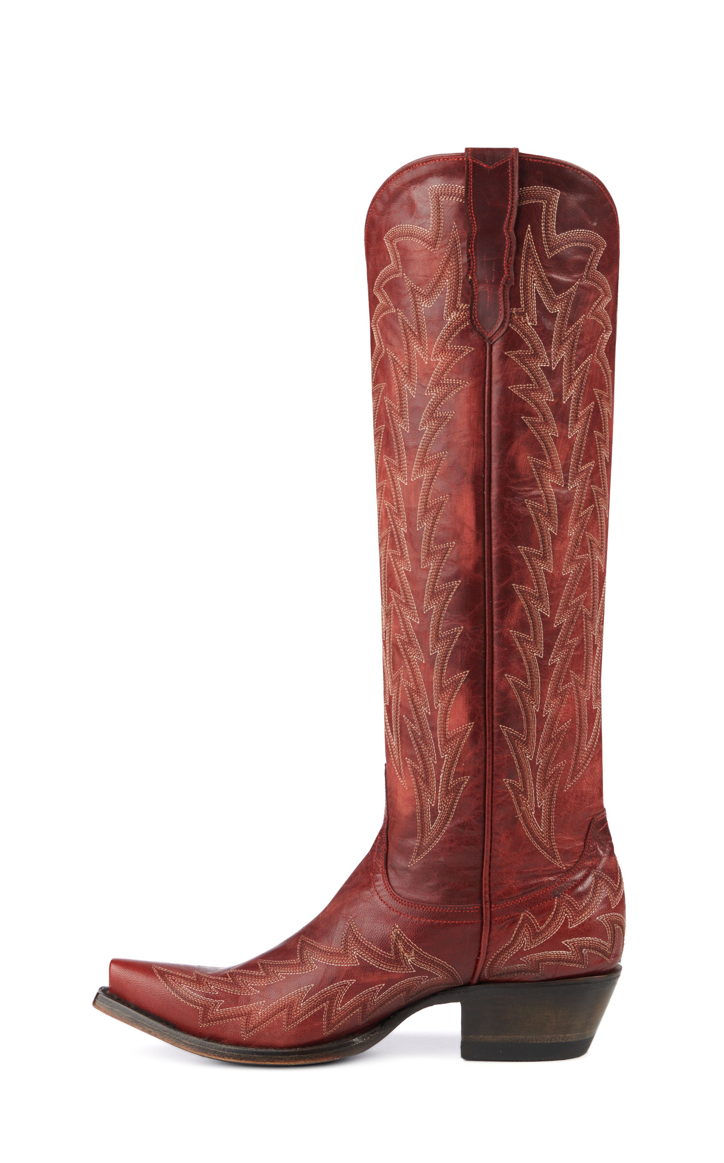JRC & Sons Women’s Nancy Dark Red Snip Toe Tall Cowboy Boots - Image 1