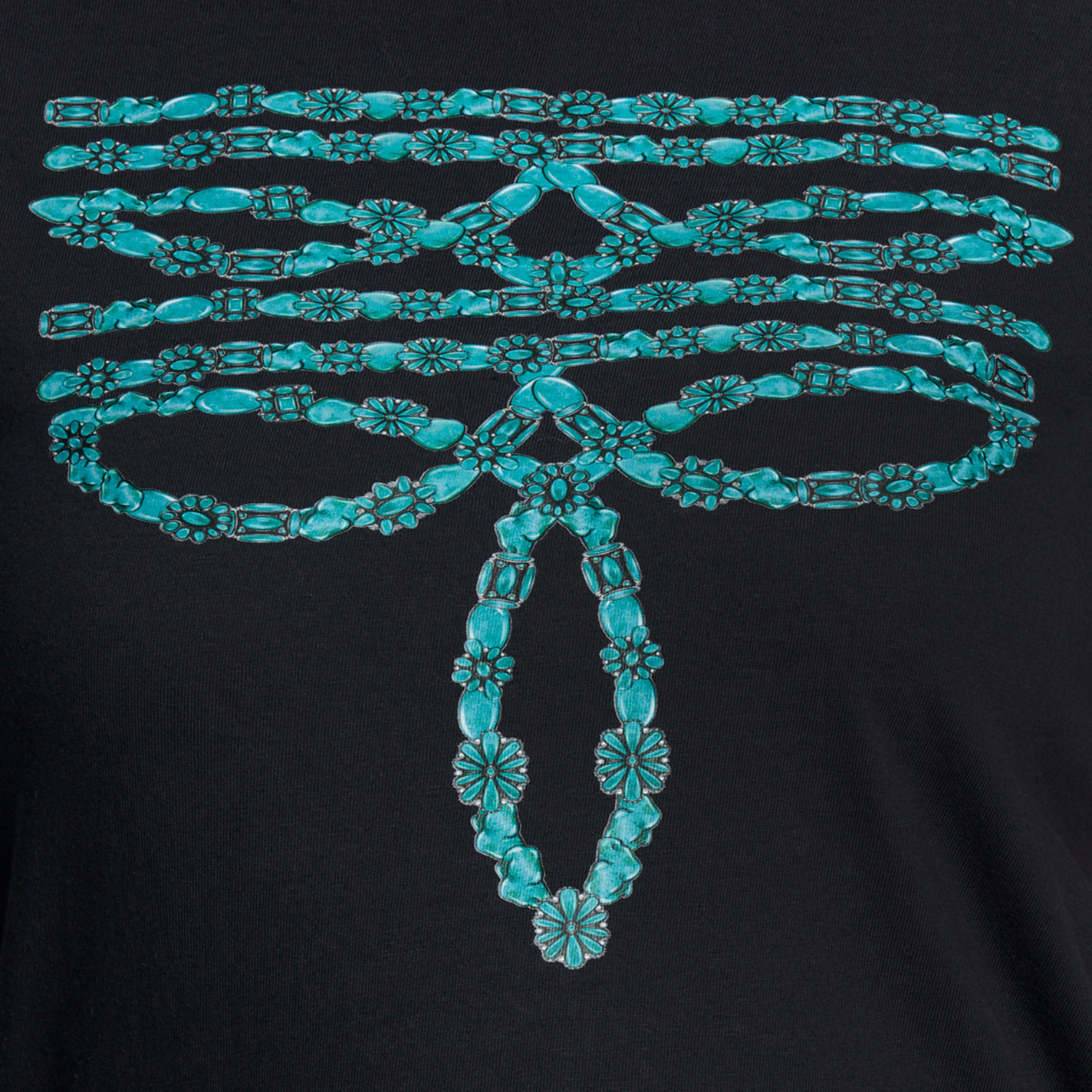 Lattimore Women's Black Turquoise Concho Bootstitch Graphic T-Shirt - Image 1
