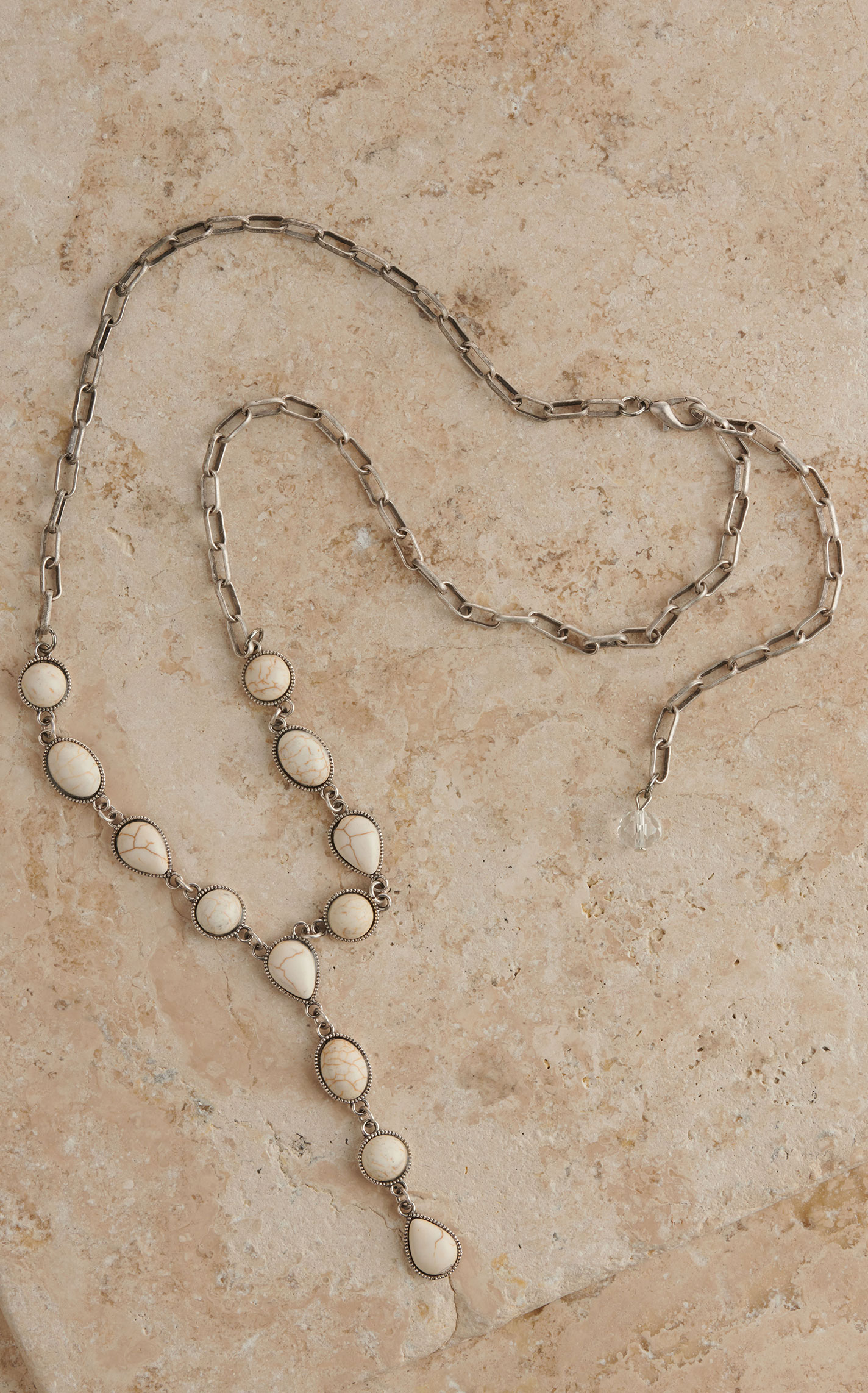 Rockin' C Women's Silver Link Chain with White Stones \