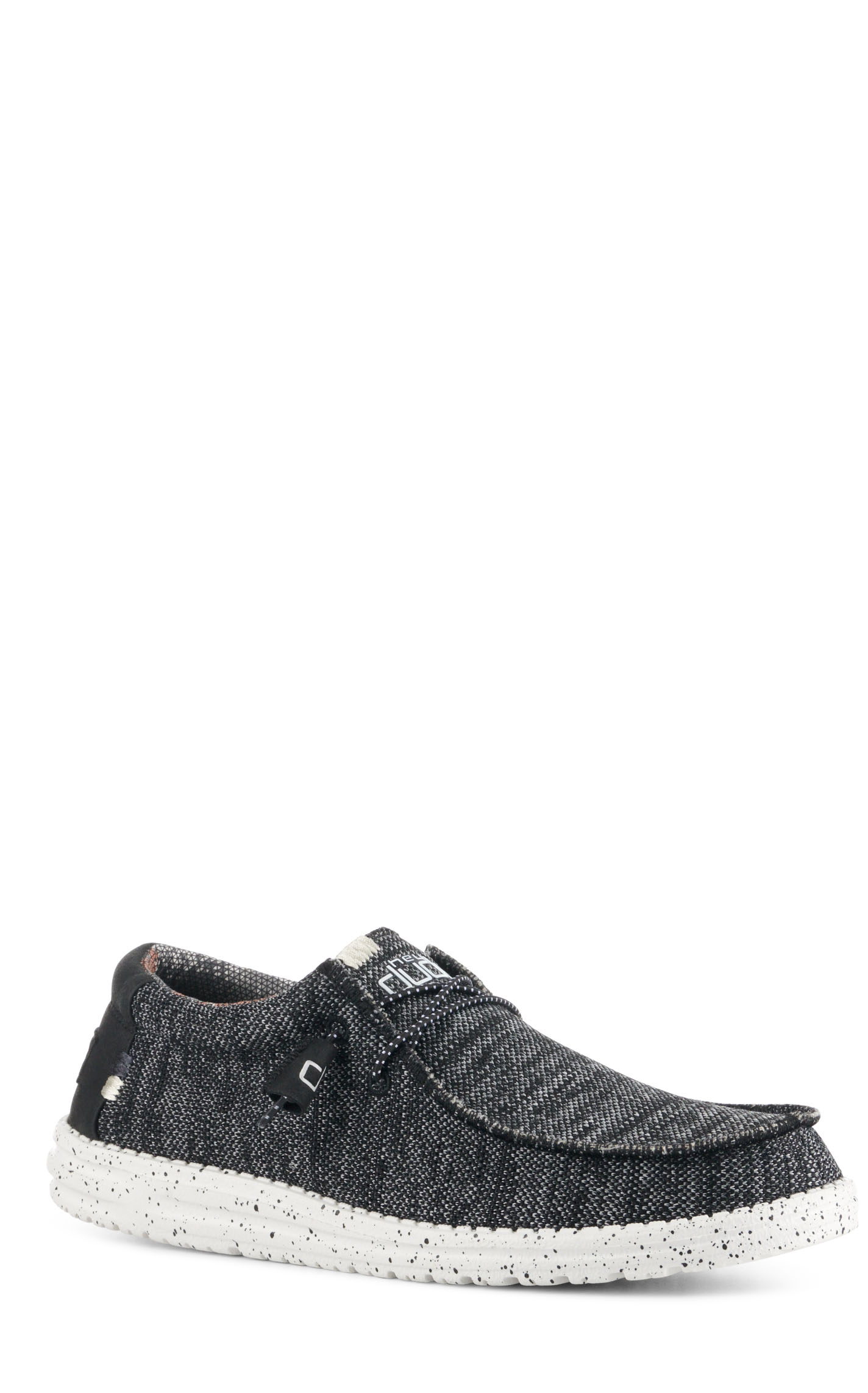 Hey Dude Men's Wally Sox Stitch Black & White Round Toe Lace Up Casual Shoes - Image 1