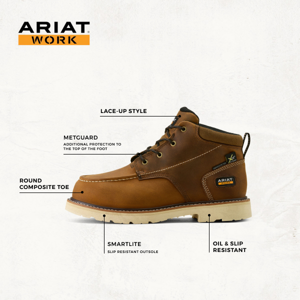 Ariat Men's Rebar Lift Chukka Distressed Brown Composite Round Toe Work Boots - Image 1