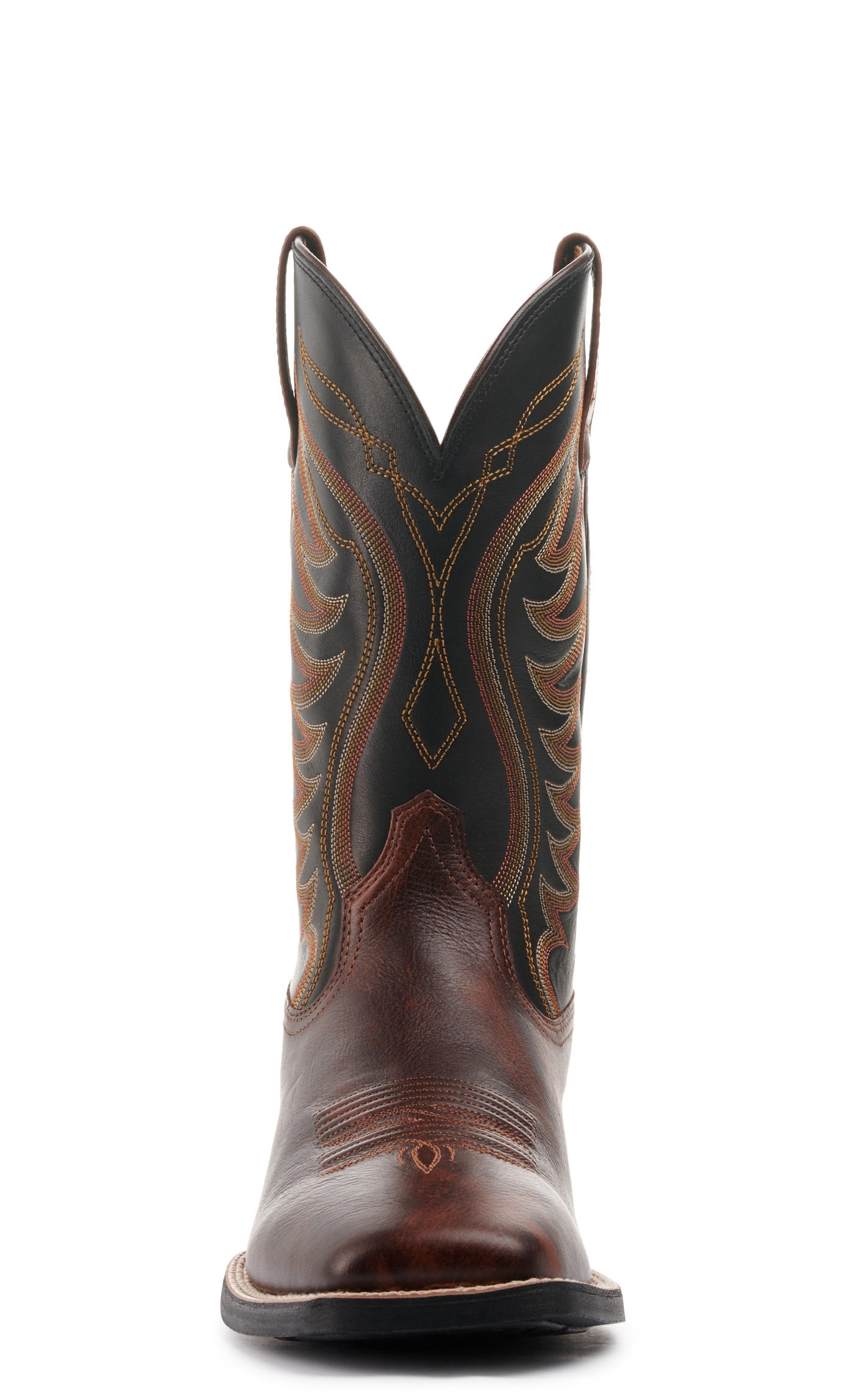 Ariat Men's Amos Shock Shield Barnwood Brown & Black Wide Square Toe Cowboy Boots - Image 1