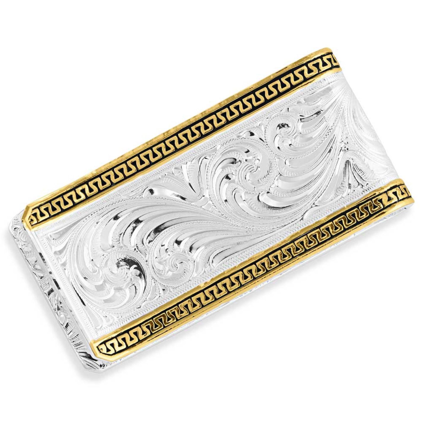 Montana Silversmiths Silver Filigree with Gold Longhorn Money Clip - Image 1