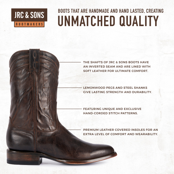 JRC & Sons Men's Todd Mad Dog Goat Leather Round Toe Roper Boot in Chocolate Brown - Image 1