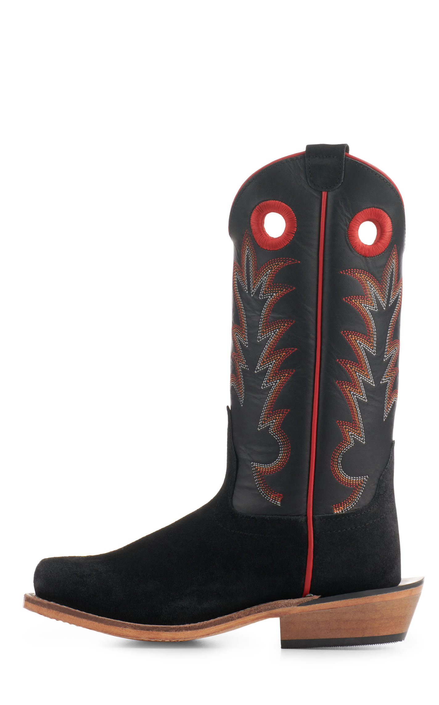 Old West Kids' Black with Black Suede Square Toe Cowboy Boots - Image 1