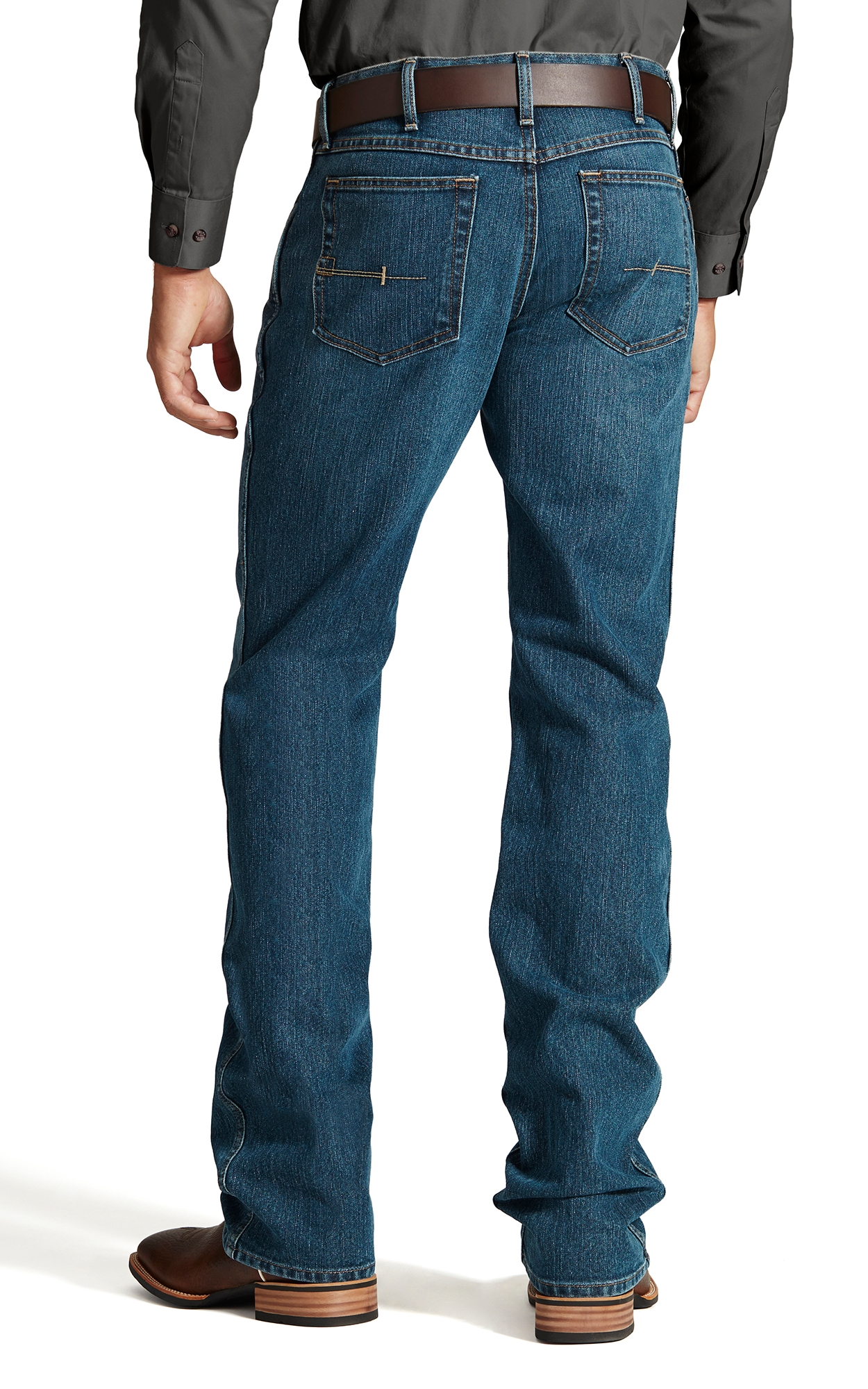 Ariat Men's Rebar Stone Wash Open Pocket Low Rise Boot Cut Stretch Work Jeans - Image 1