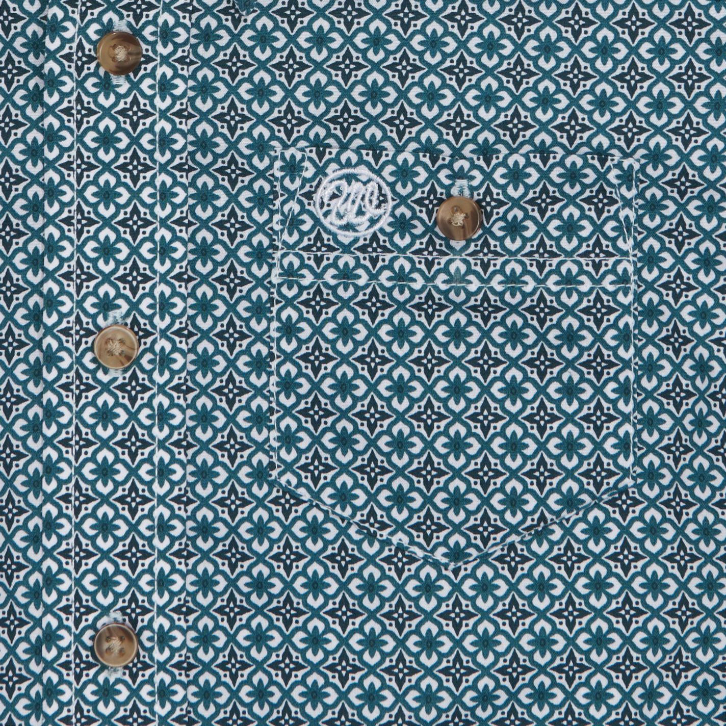 Wrangler Classic Boy's Teal Geo-Print Long Sleeve Western Shirt - Image 1