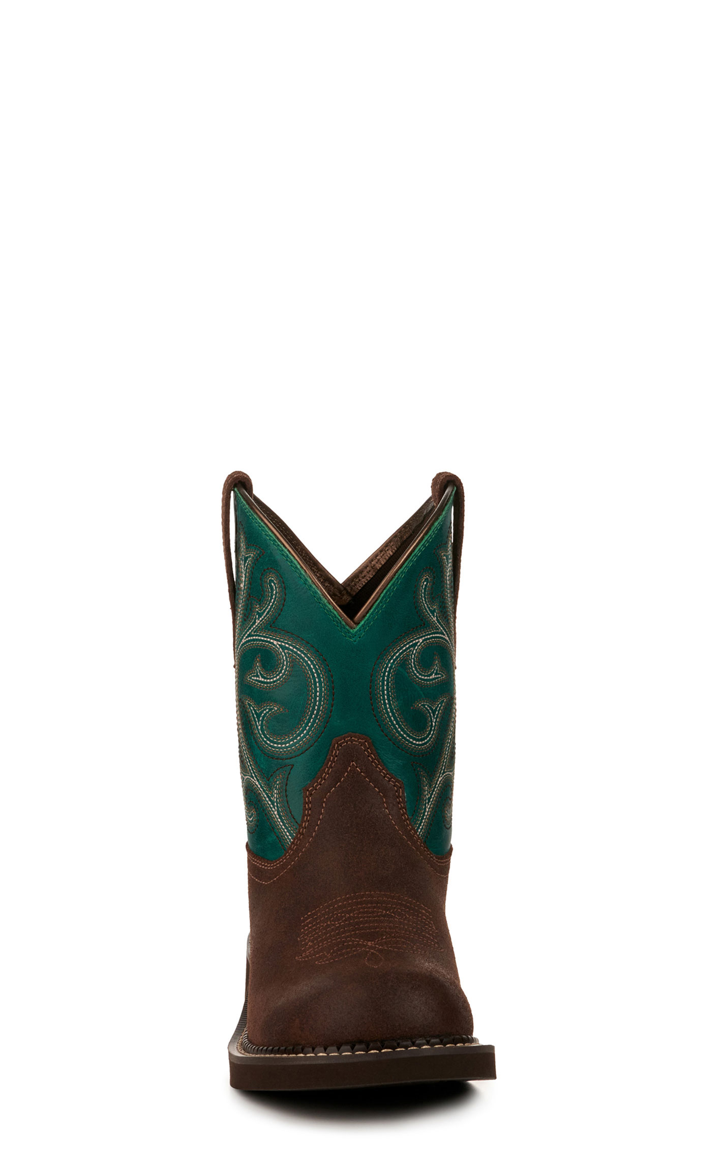 Ariat Women's Fatbaby Heritage Hickory Brown and Shamrock Green Crepe Round Toe Cowboy Boot - Image 1
