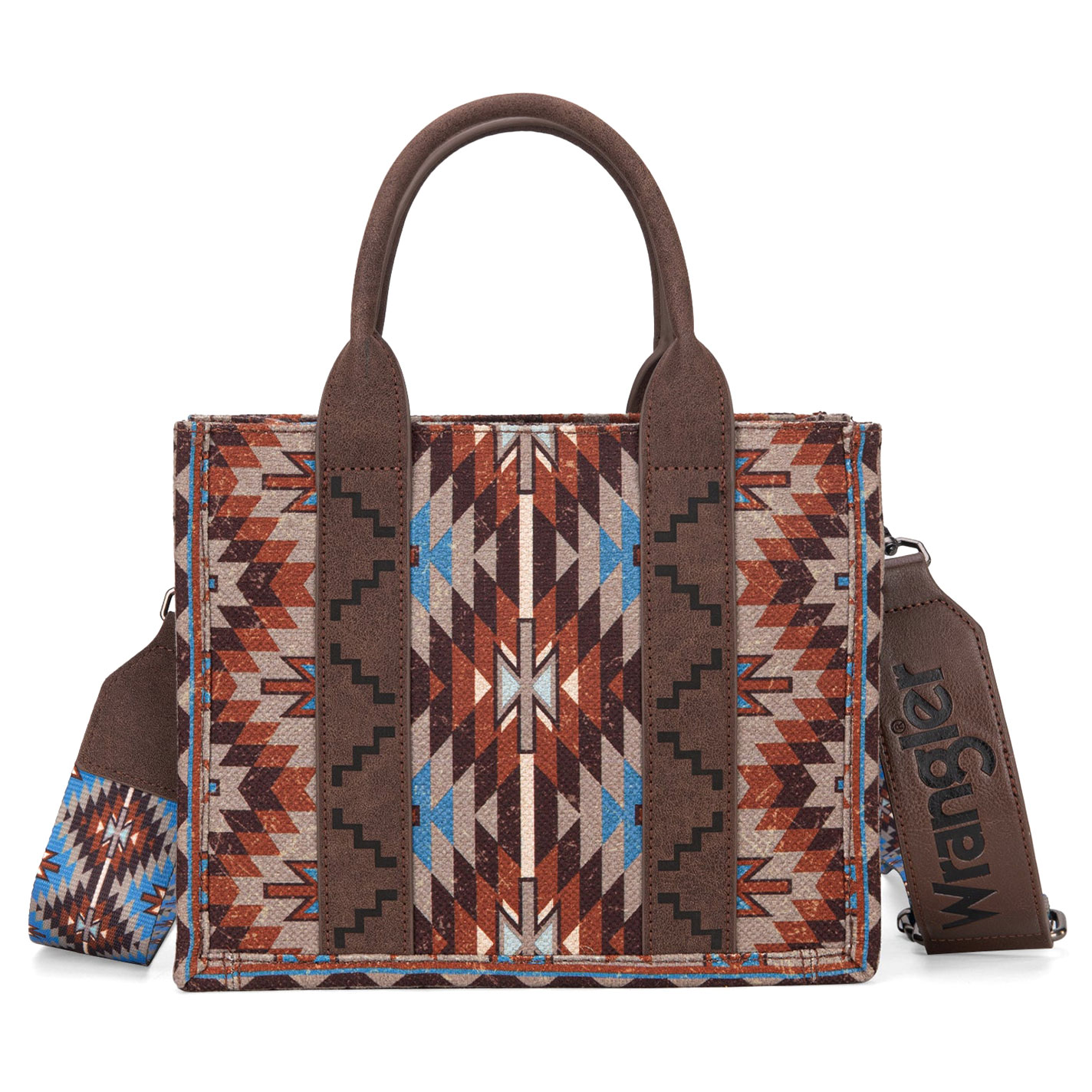 Wrangler Taupe Aztec Print Crossbody Tote Bag - Image 1