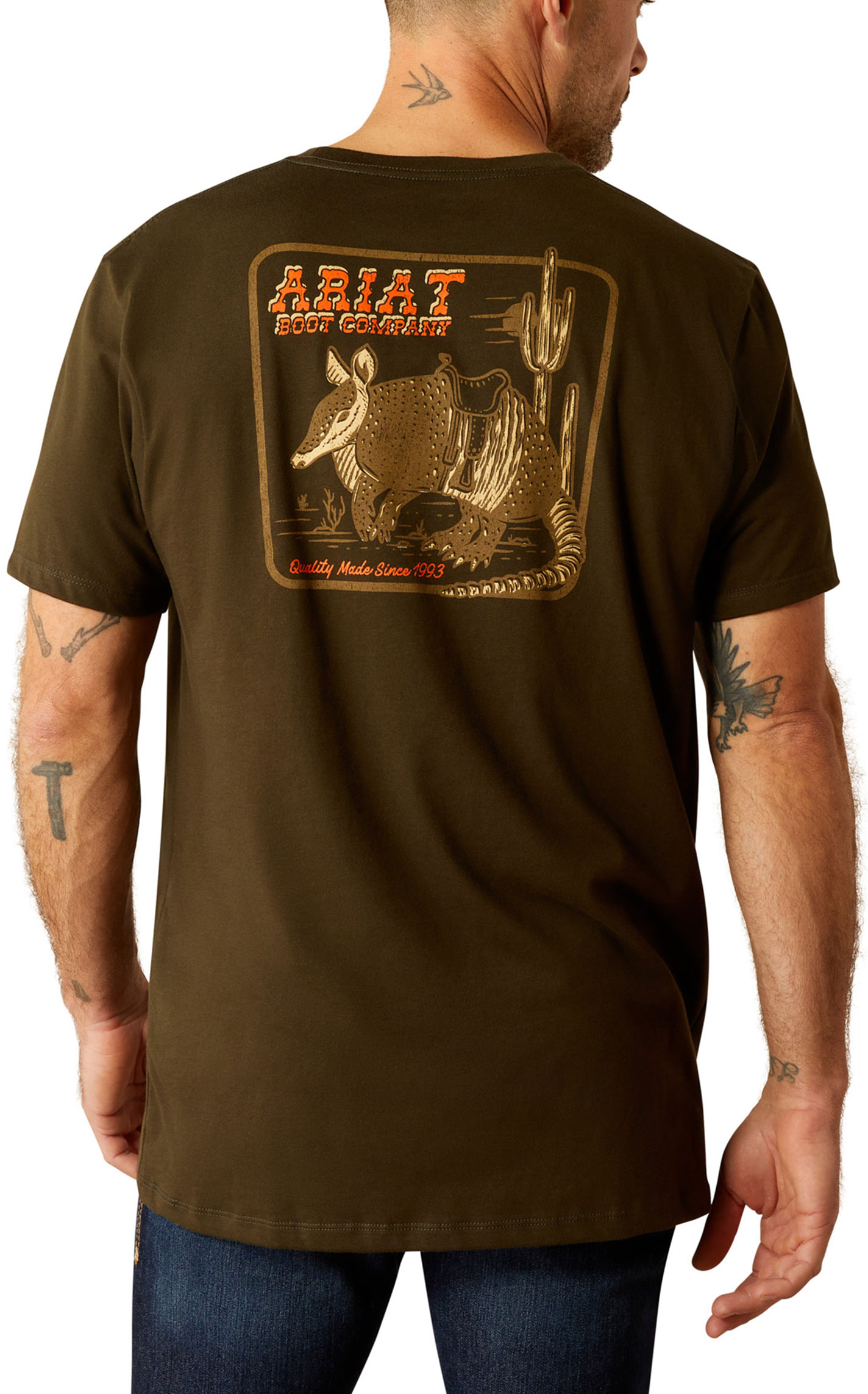 Ariat Men's Dark Olive Armadillo Logo Graphic T-Shirt - Image 1