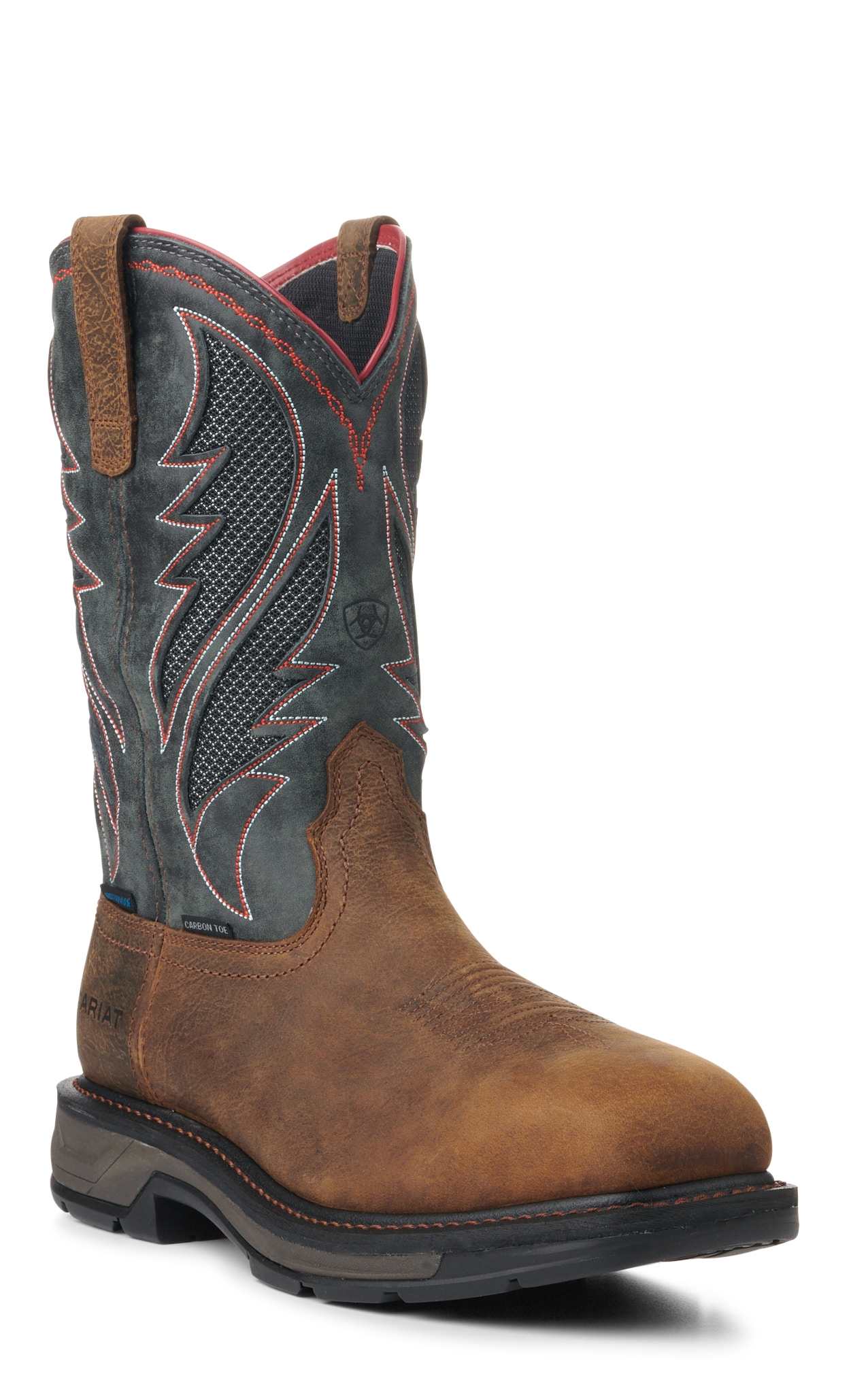 Ariat Men's WorkHog XT Rye Brown and Storm VentTEK Waterproof Square Carbon Toe Work Boot - Image 1