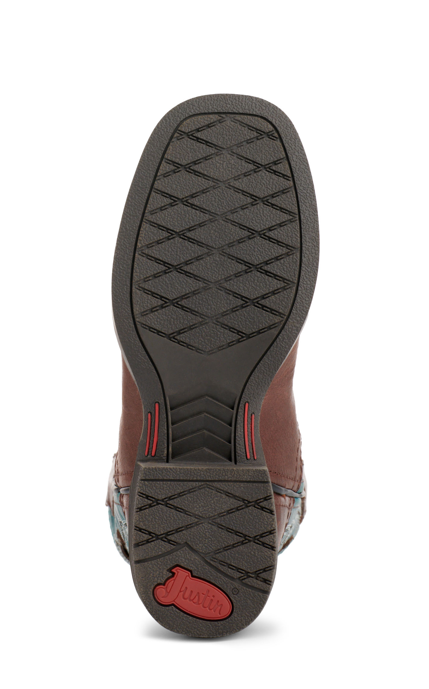 Justin Youth Bowline Junior Dark Brown and Blue Wide Square Toe Cowboy Boots - Image 1