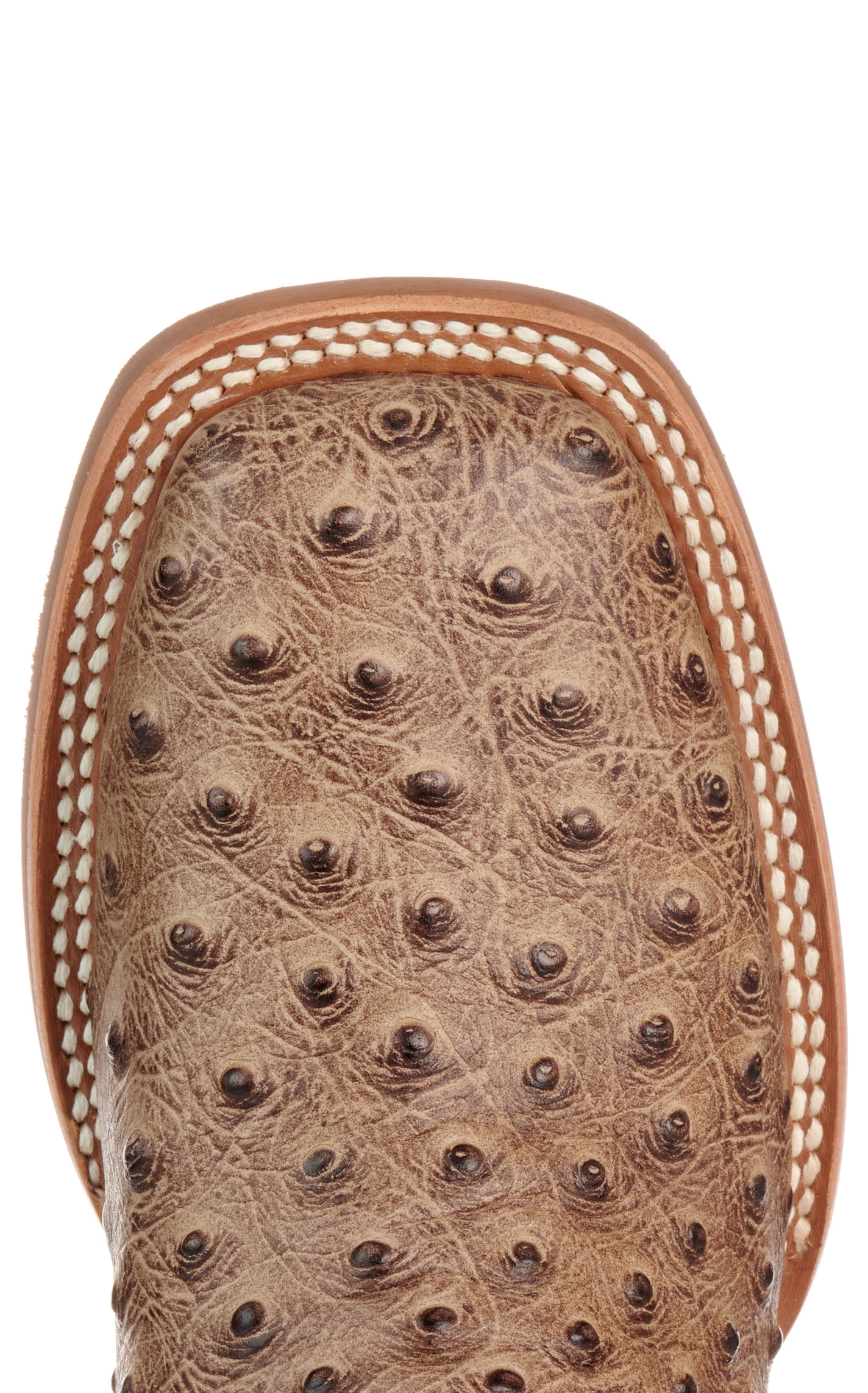 Cavender’s Women’s Intrepid Sand Ostrich Print and Bone Wide Square Toe Cowboy Boots  - Image 1