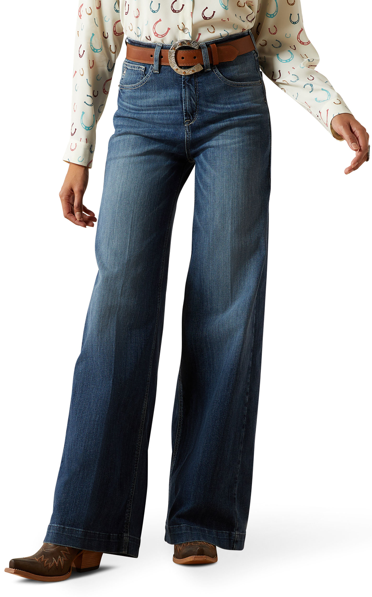 Ariat Women's Natalia Rosalie Ultra Stretch High Rise Wide Leg Jeans - Image 1