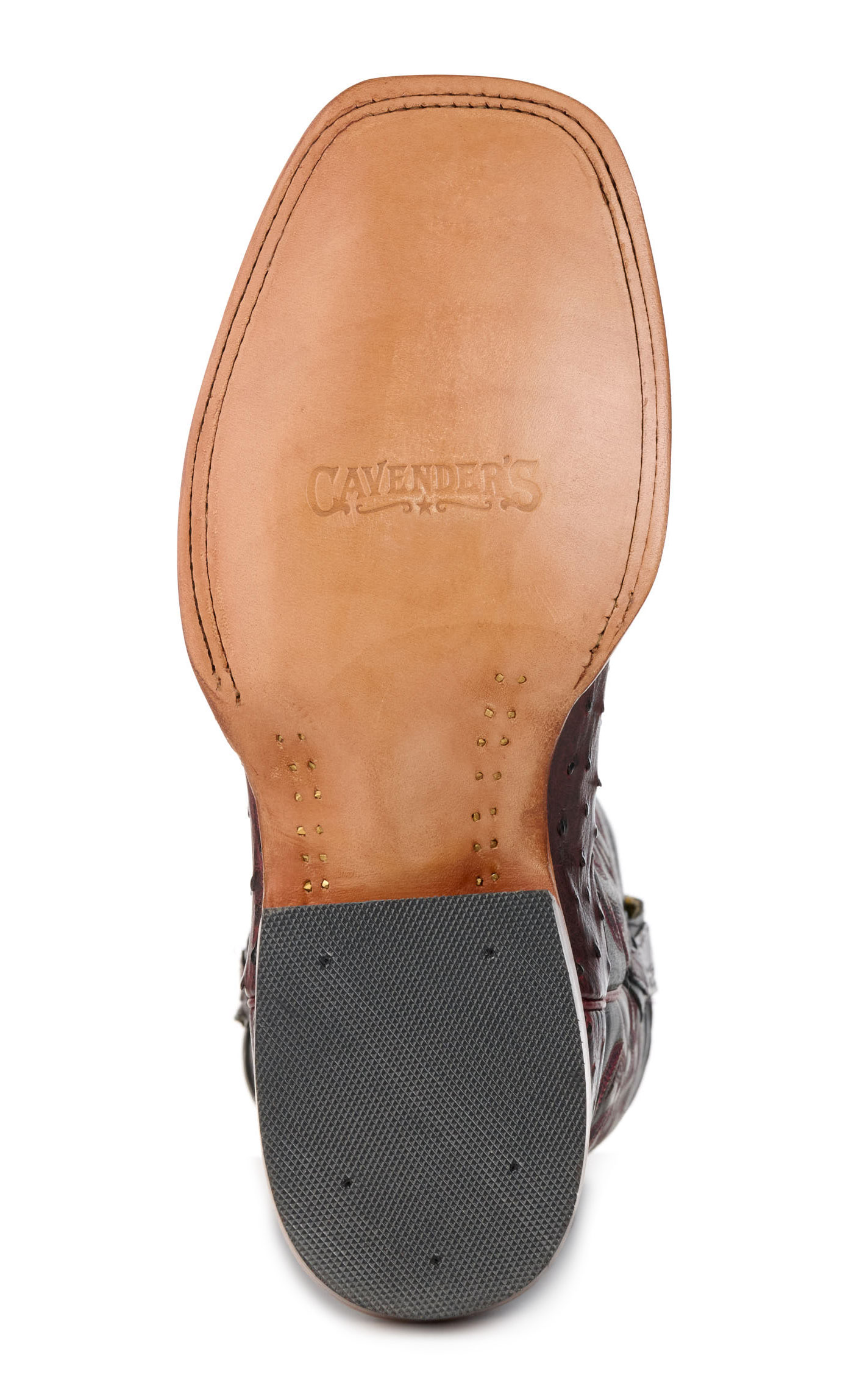 Cavender’s Men’s Black Cherry Full Quill Ostrich and Black Wide Square Toe Exotic Cowboy Boots - Image 1