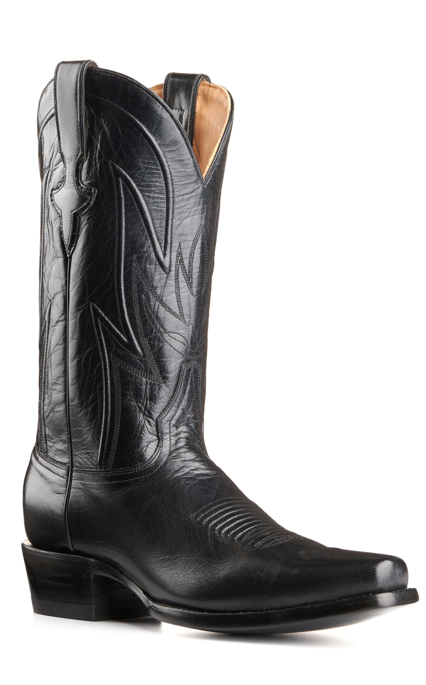 JRC & Sons Men's Wyatt Domingo Goat Punchy Square Toe Cowboy Boot in Black - Image 1