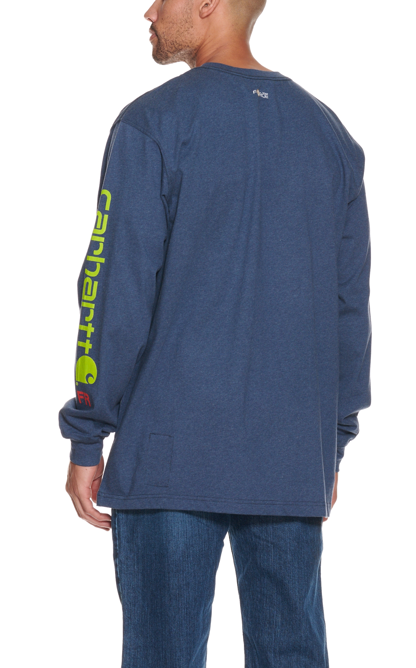 Carhartt Force Men's Heather Dark Blue Long Sleeve FR T-Shirt - Image 1