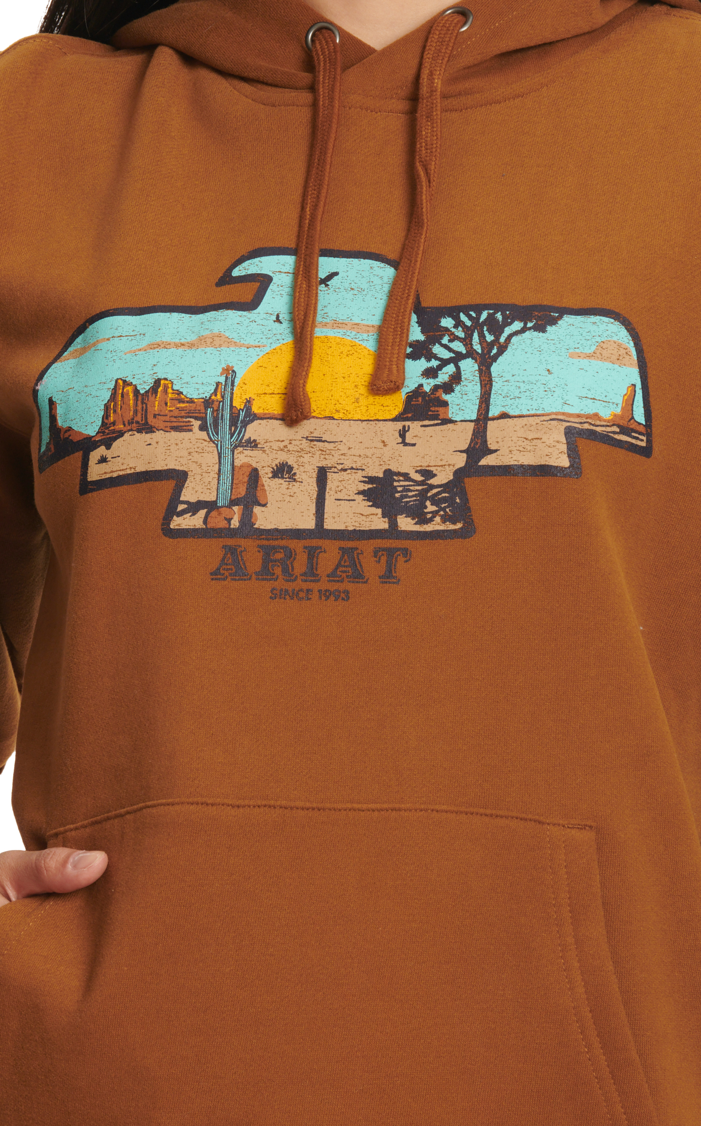 Ariat Women's Chestnut Thunderbird Desert Logo Graphic Hoodie - Image 1