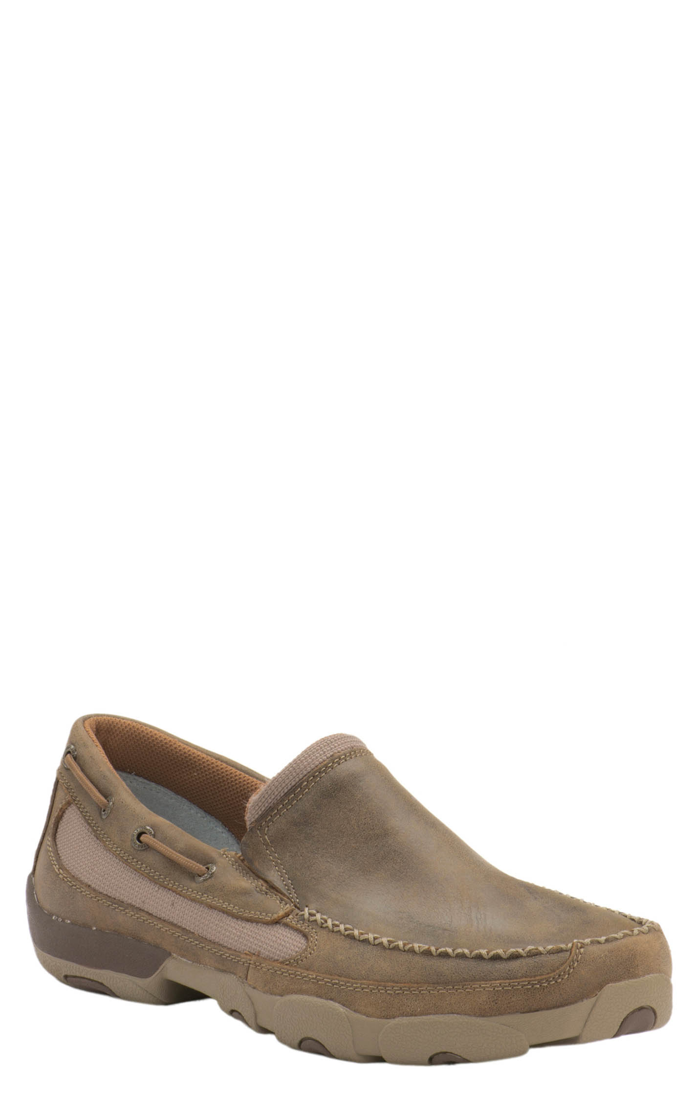 Twisted X Men's Distressed Bomber Brown Driving Moccasin Casual Shoe - Image 1