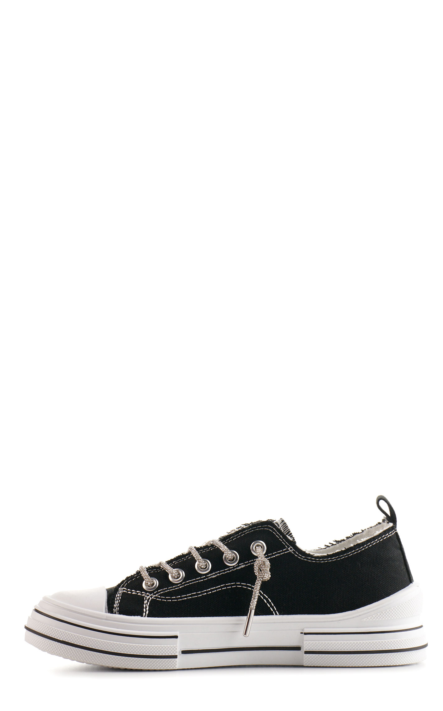 Very G Women's Aman Black with Silver Bling Laces Platform Sneakers - Image 1