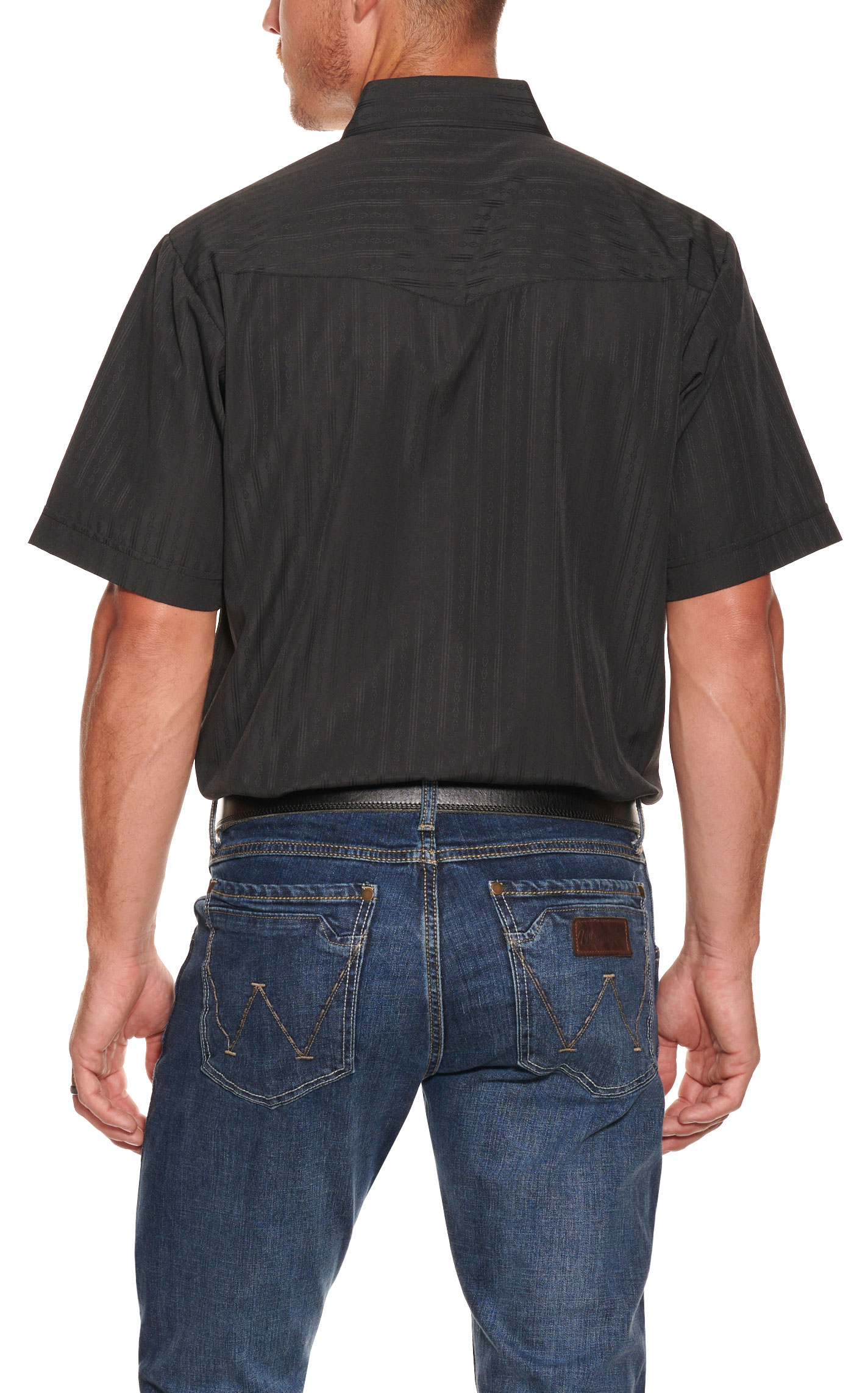 Ely Cattleman Tone on Tone Solid Black Short Sleeve Western Shirt - Image 1