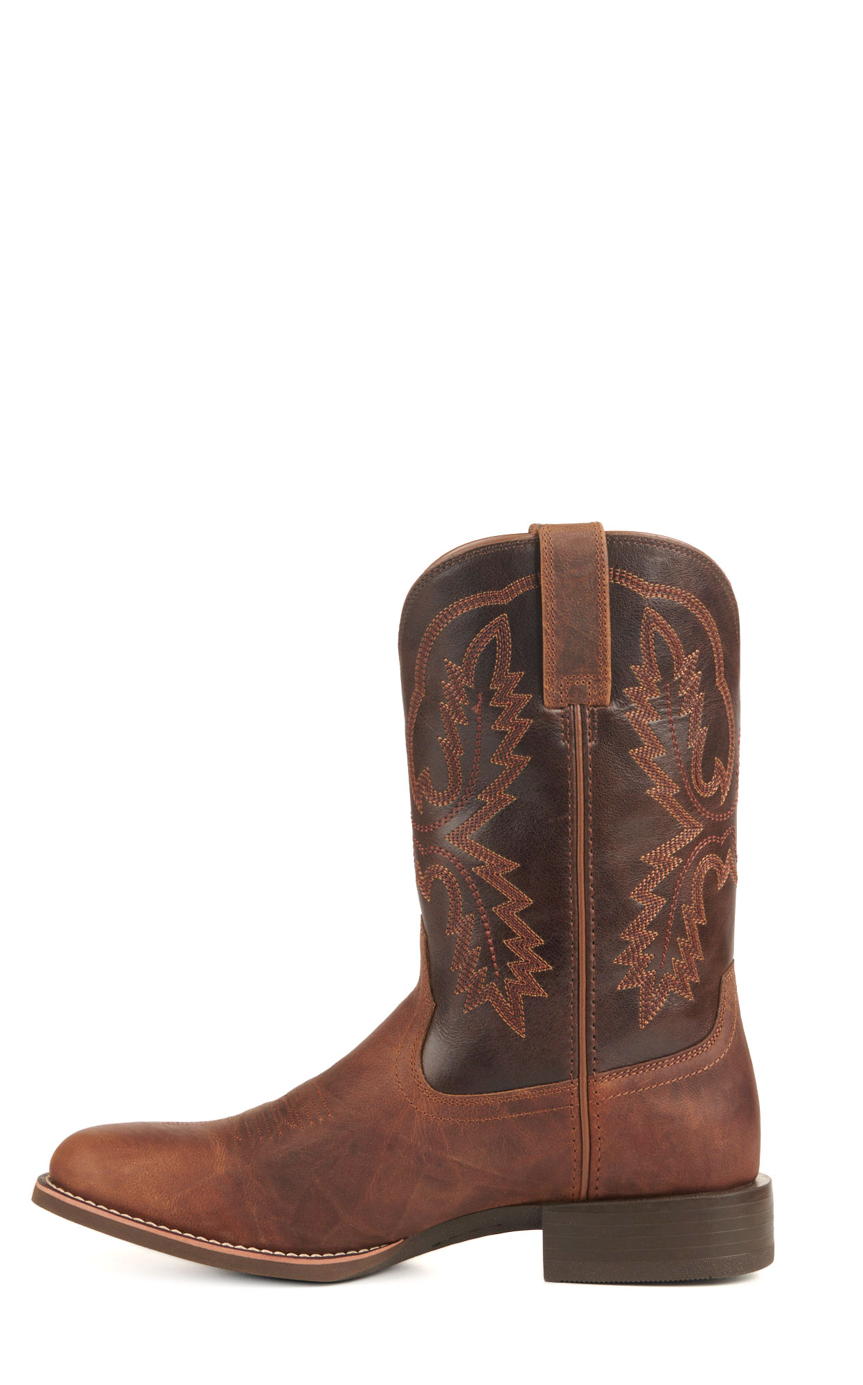 Ariat Men's Sport Stratten Sorrel Crunch and Bitter Brown Wide Round Toe Cowboy Boots - Image 1