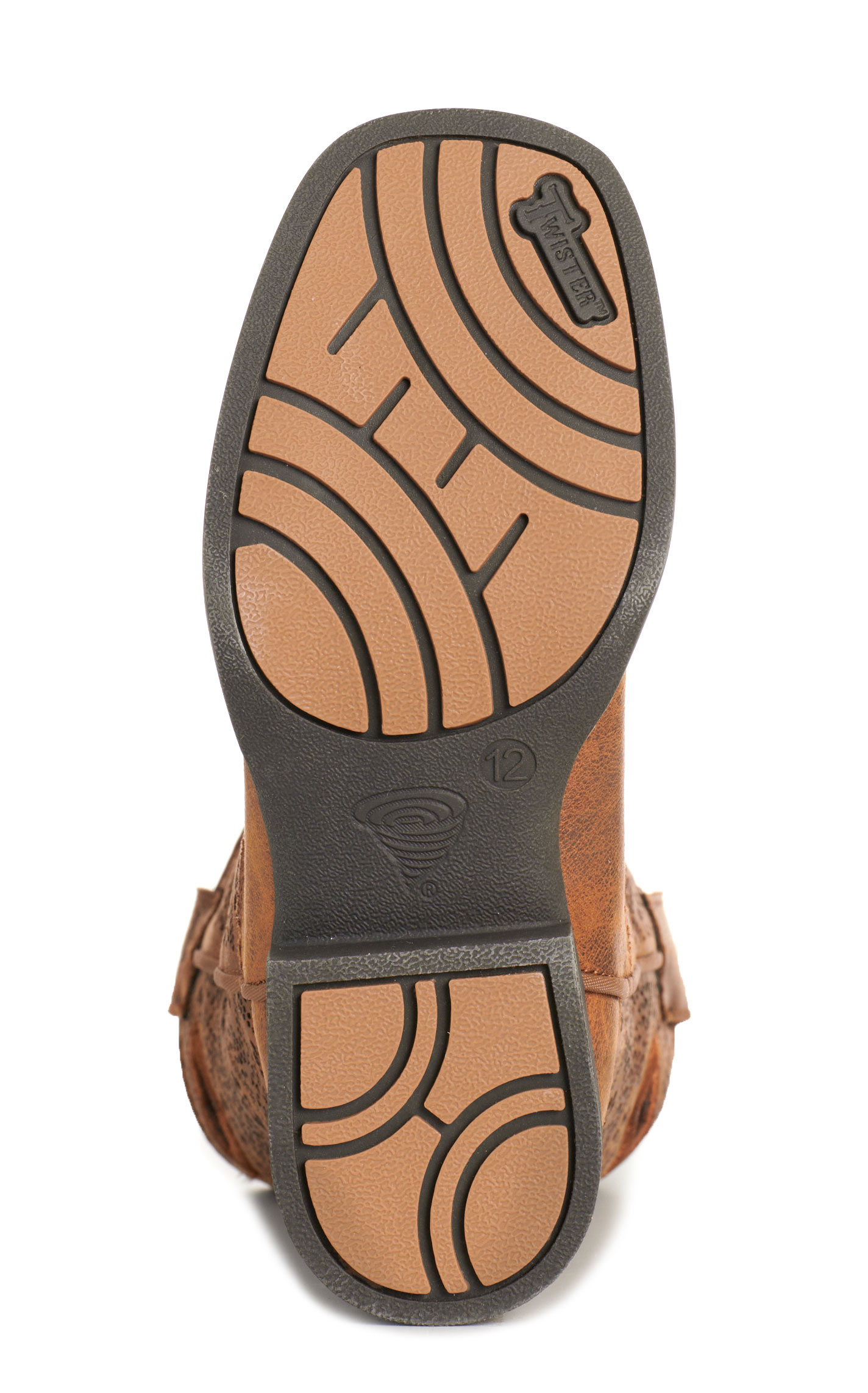 Twister Kid's Prue Caramel Perforated Floral Square Toe Boots - Image 1