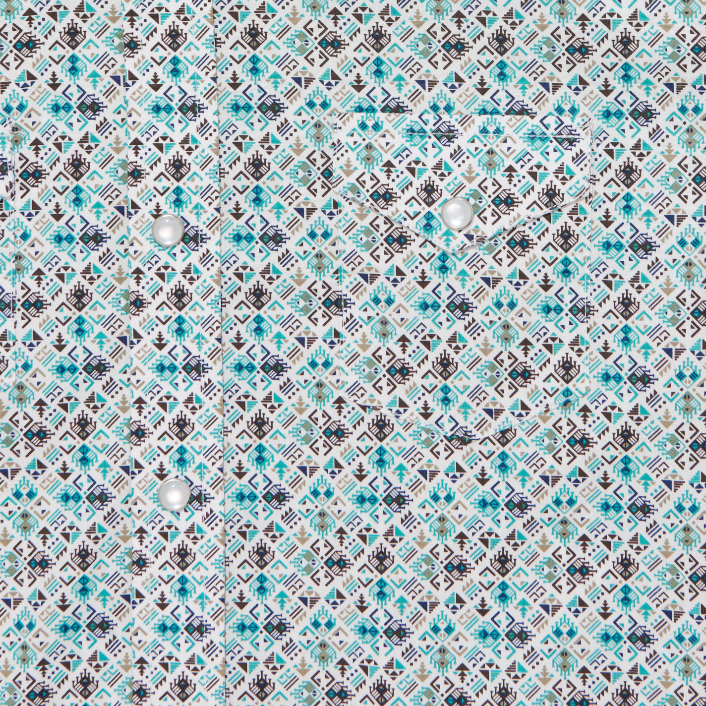 Rough Stock Boy's Turquoise Aztec Geo Print Western Shirt - Image 1