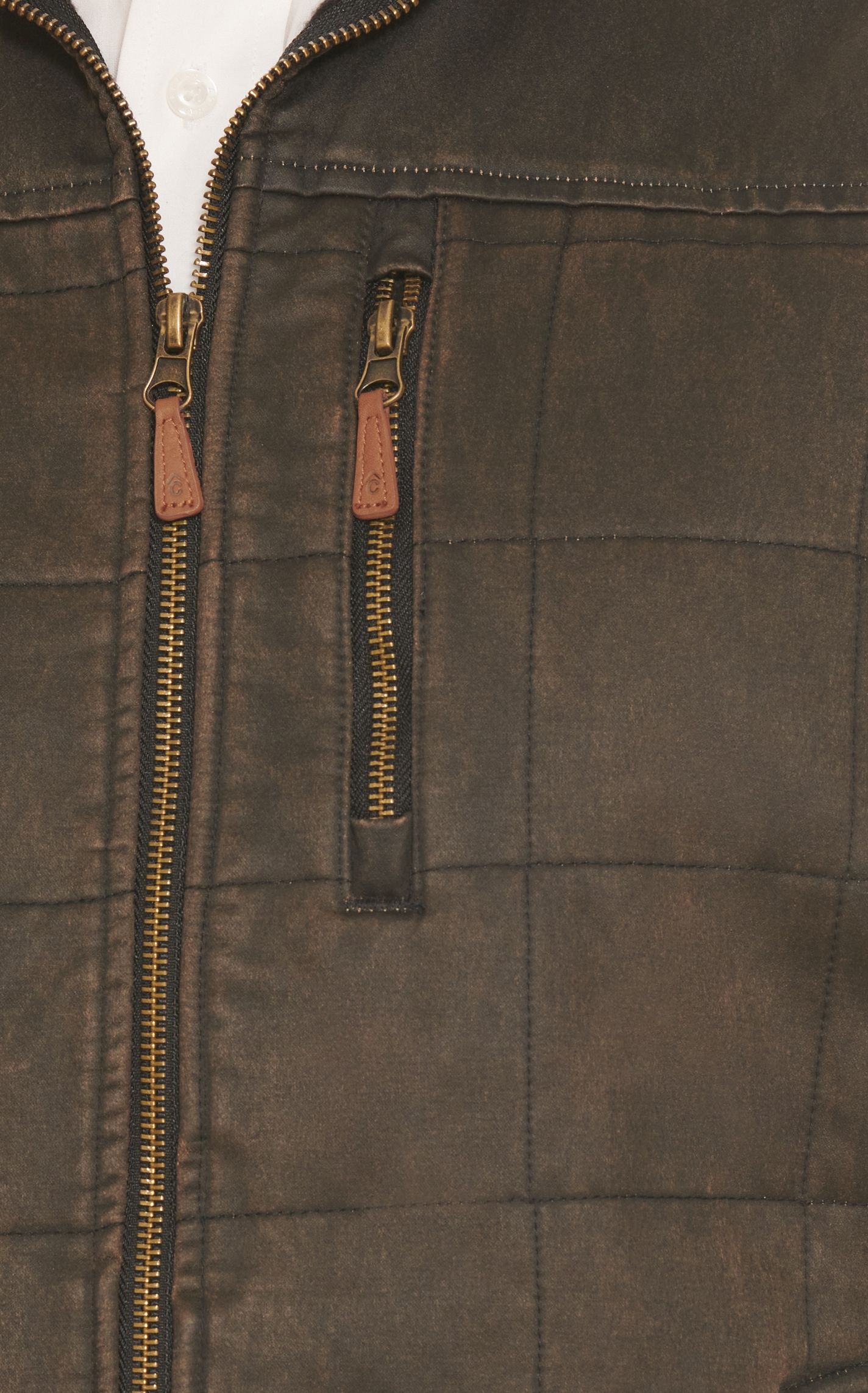 Rafter C Men's Dark Brown Quilted Faux Oil Skin Vest - Image 1