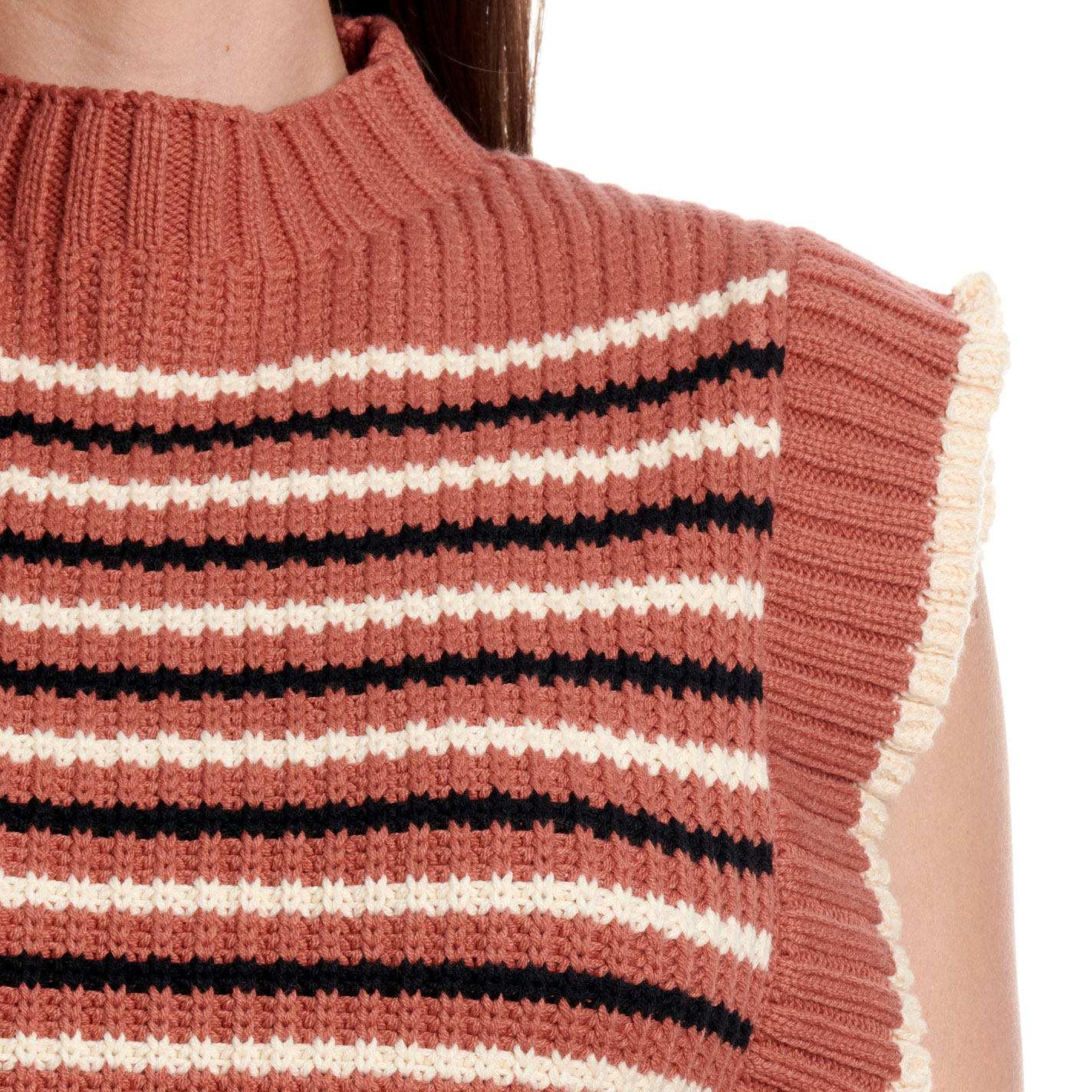 HYFVE Rust Striped Turtleneck Sleeveless Sweater - Image 1
