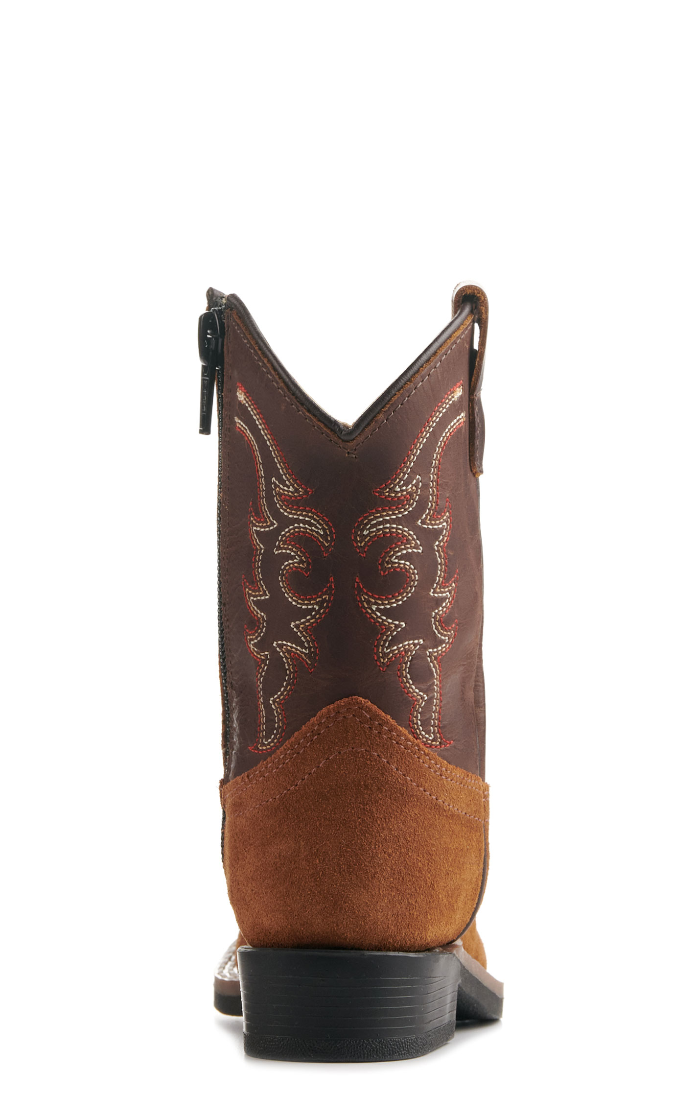 Old West Toddlers Light Brown and Dark Brown Wide Square Toe Cowboy Boots - Image 1