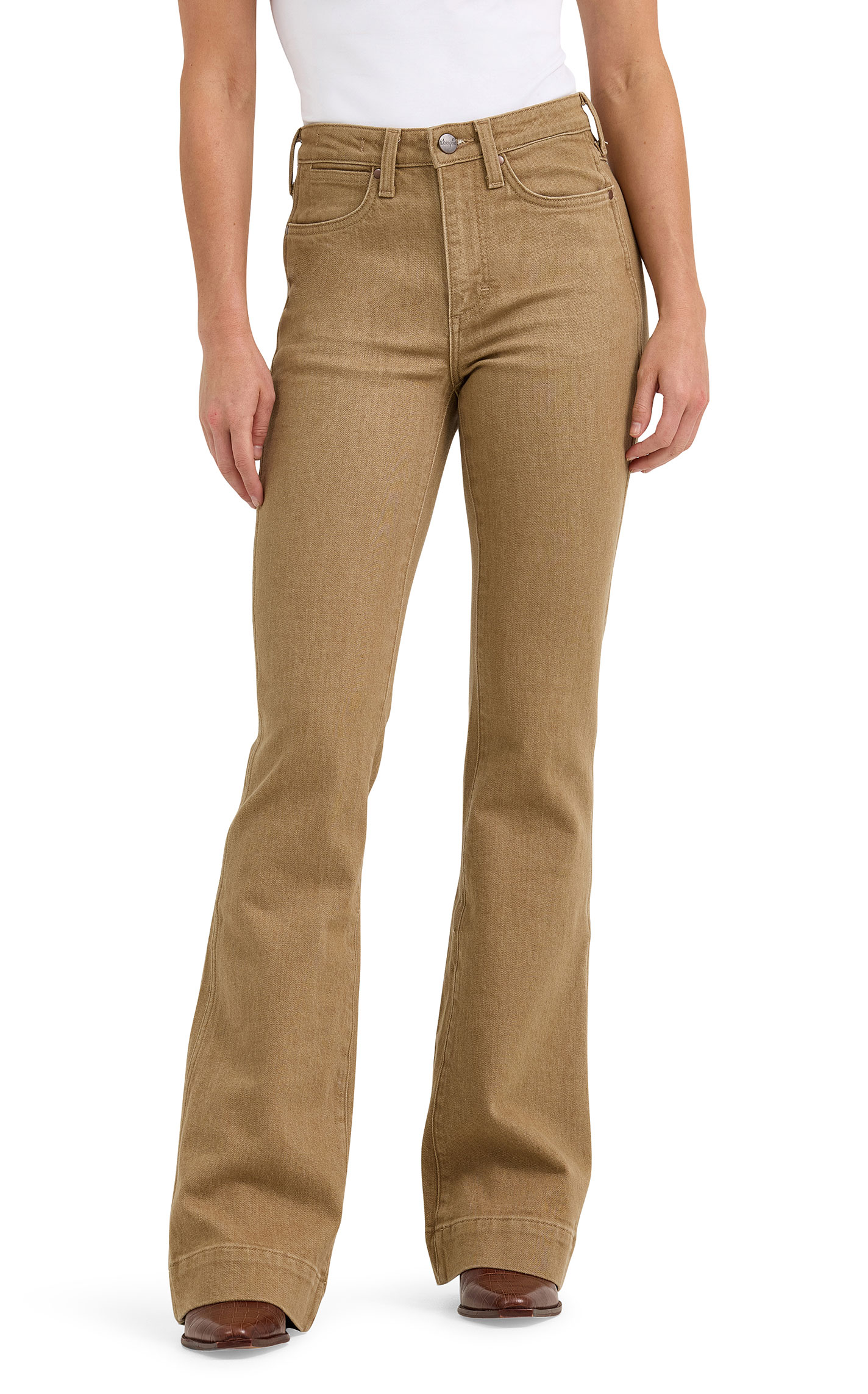Wrangler Retro Women's Emerson Bailey Wheat High Rise Trouser Leg Jeans - Image 1