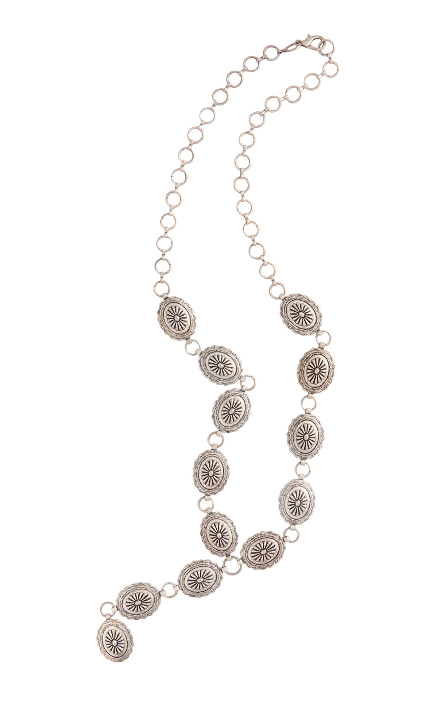 Rockin C All Silver Y Style 13 Concho Necklace - Image 1