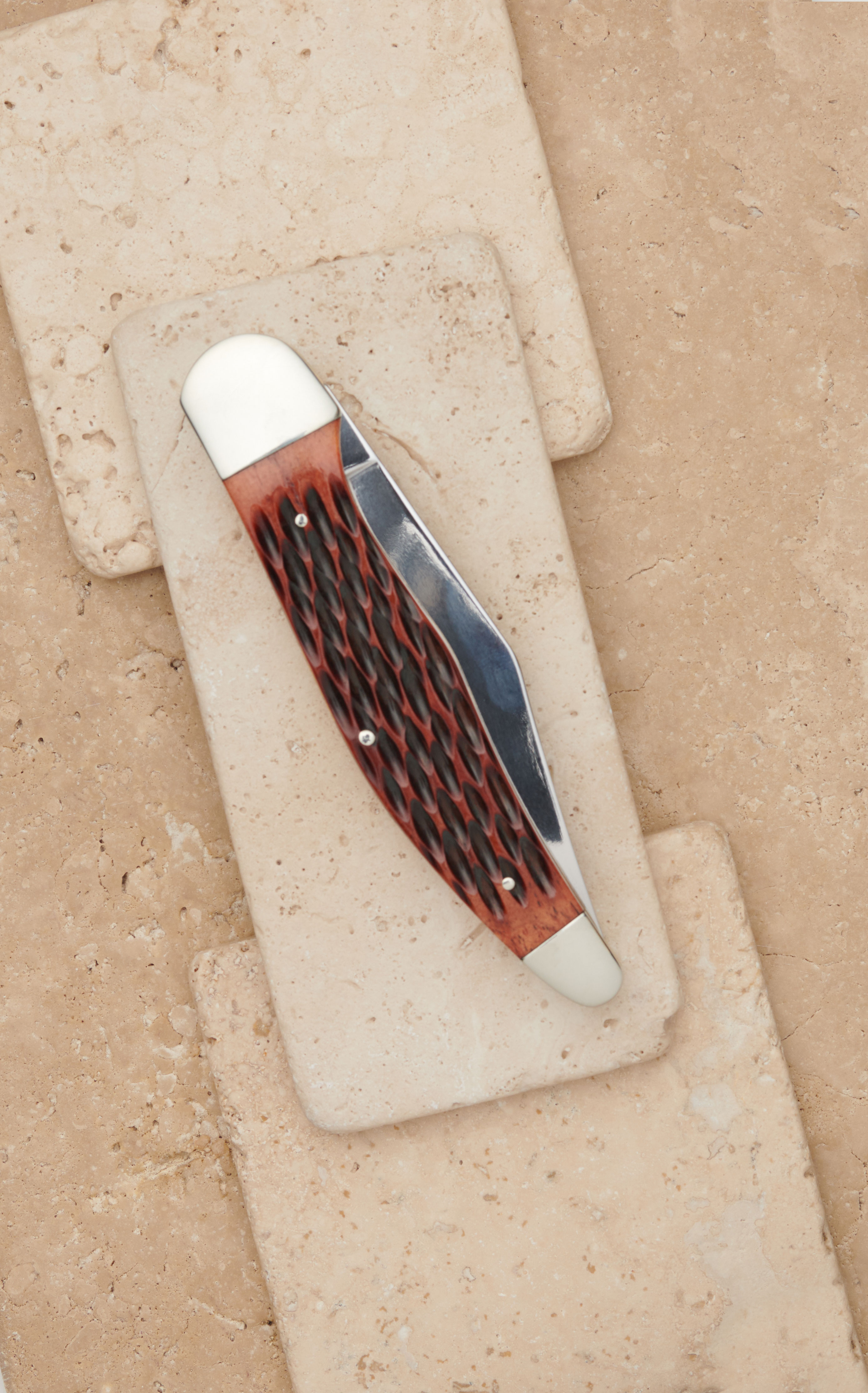 Tree Brand By Boker Traditional Series Folding Jigged Red Bone Hunter Knife with Sheath  - Image 3