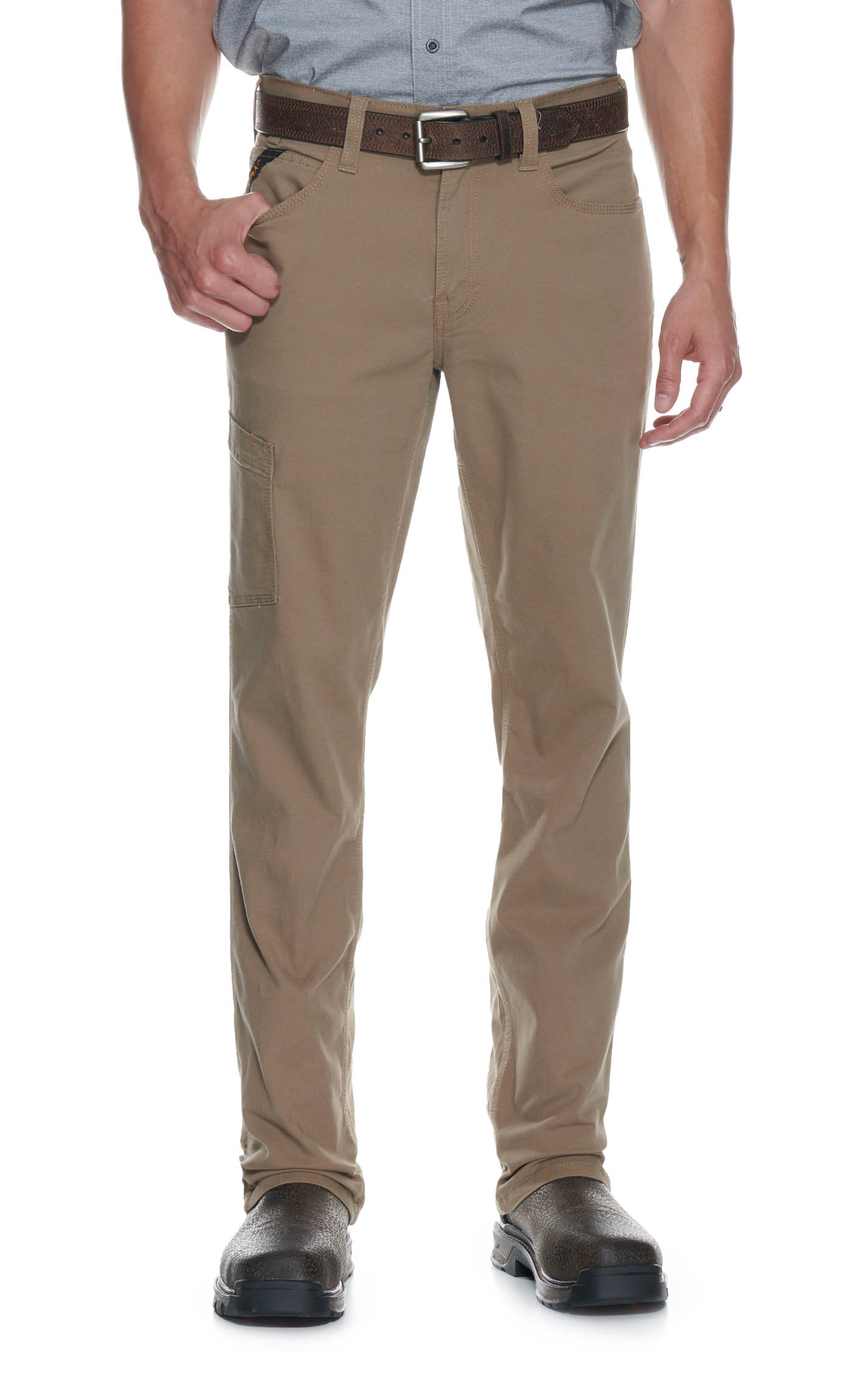Ariat Men's Rebar M4 Khaki Low Rise DuraStretch Made Tough Stackable Straight Leg Work Pant - Image 1