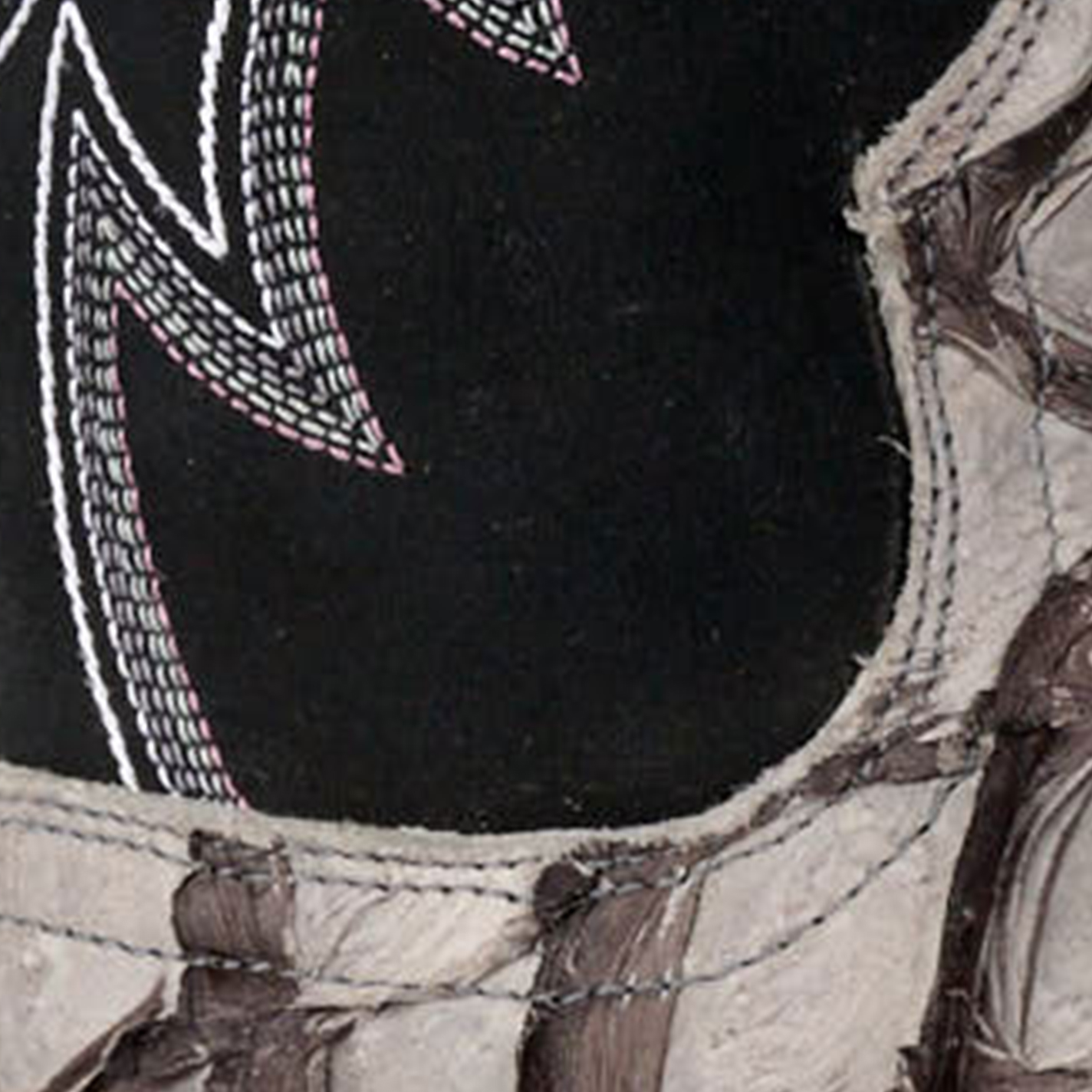 Cavender’s Men’s Charcoal Gray Pirarucu and Black Wide Square Toe Exotic Cowboy Boots - Image 1