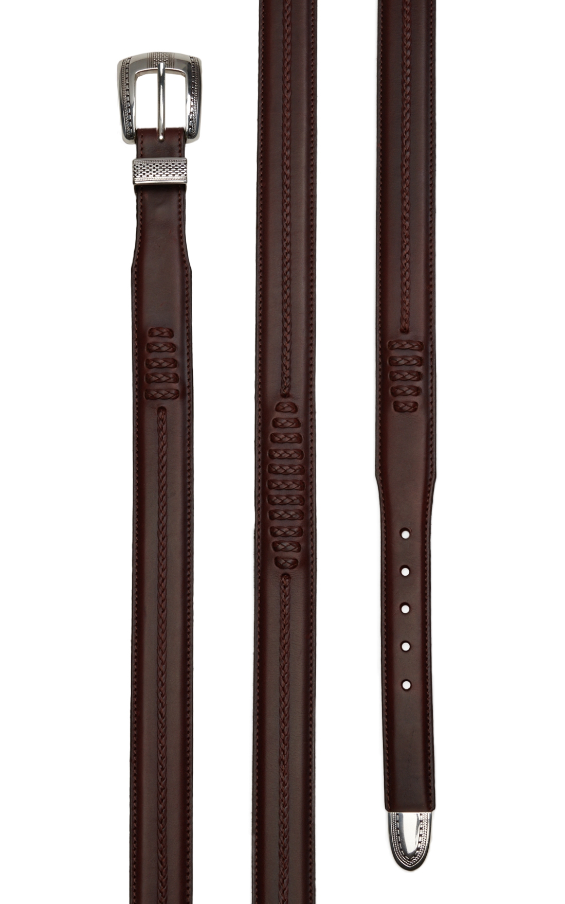 Onyx by Brighton Men's Salina Brown Braided Western Belt - Image 1