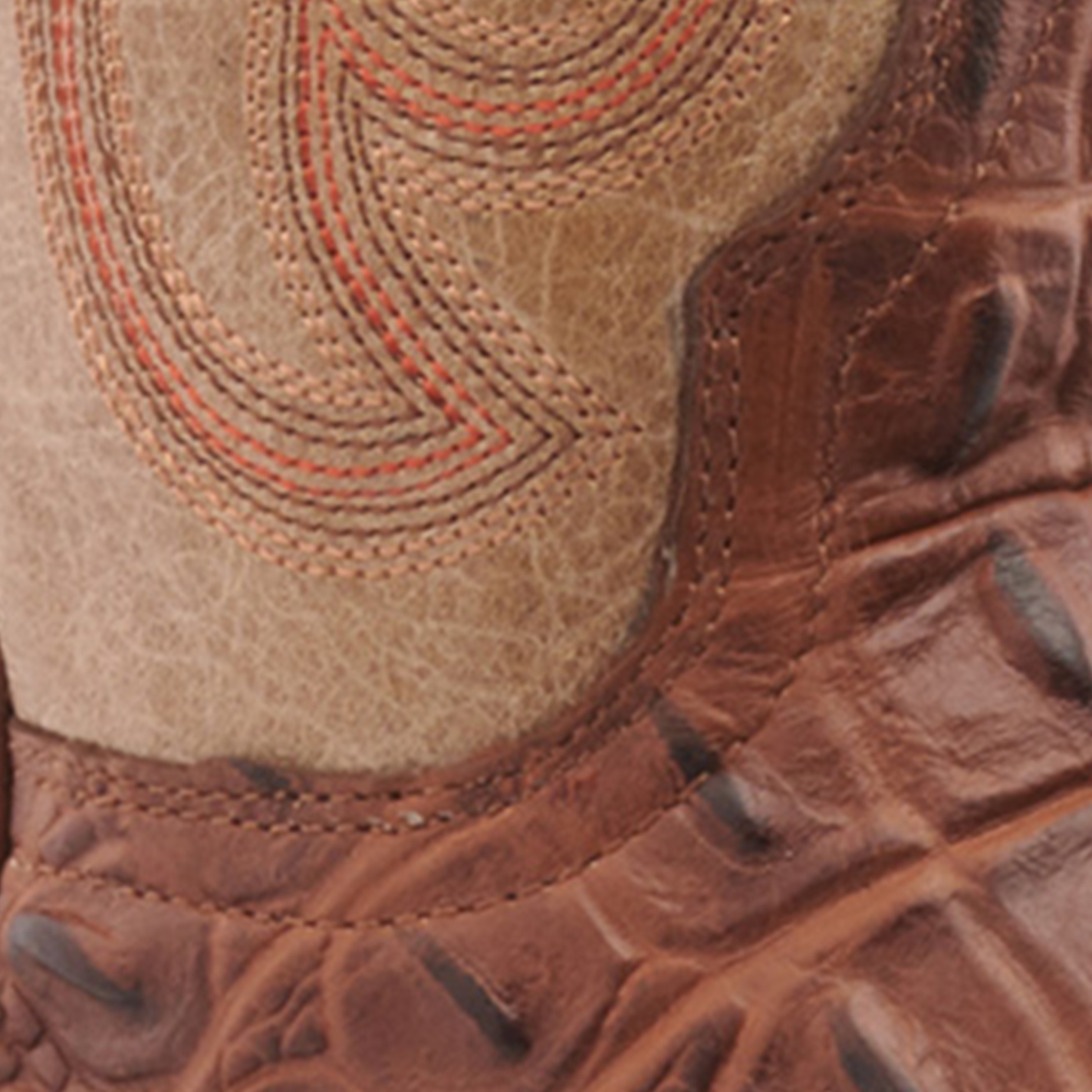 Cavender's Men's Intrepid Antique Cognac Hornback Alligator Print and Bone Wide Square Toe Cowboy Boot - Image 1