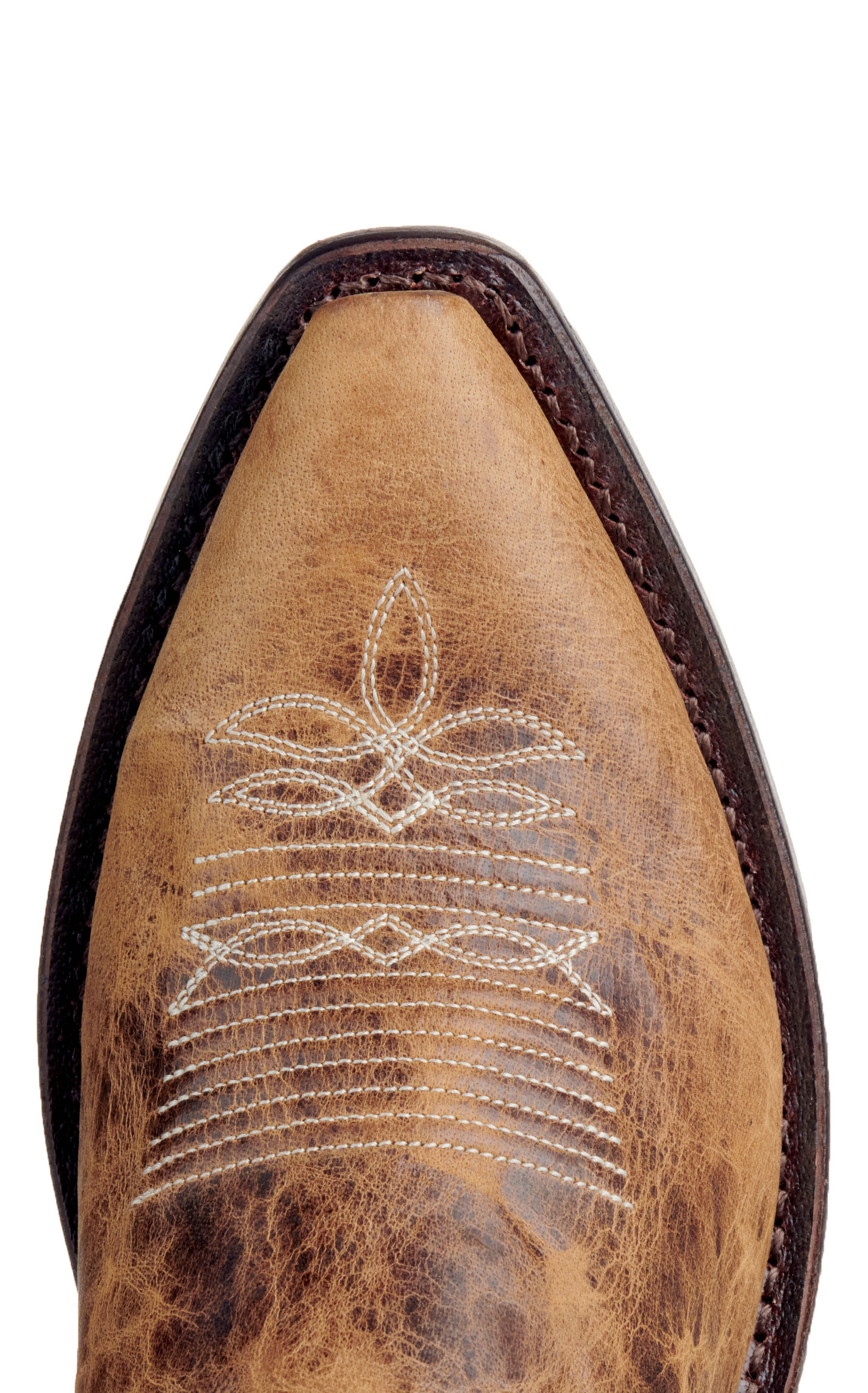 Old West Women's Burnt Tan Snip Toe Cowboy Boots - Image 1