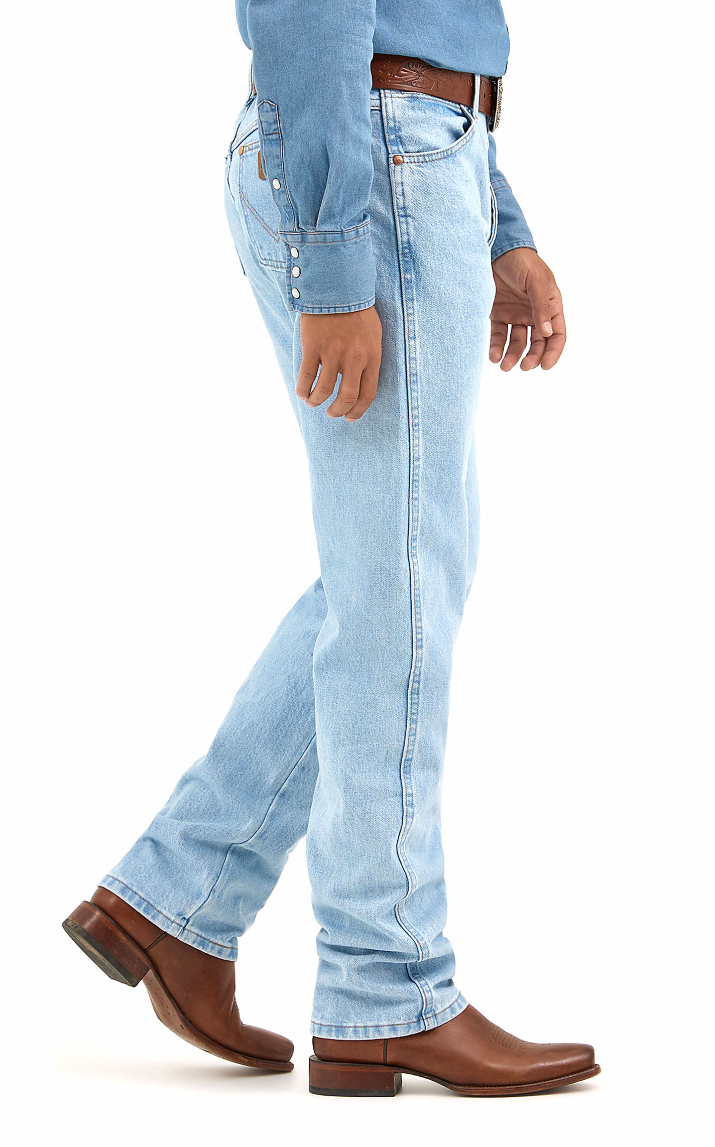 Wrangler Men's Cowboy Cut Bleach Wash Original Fit Straight Leg Jeans - Image 1
