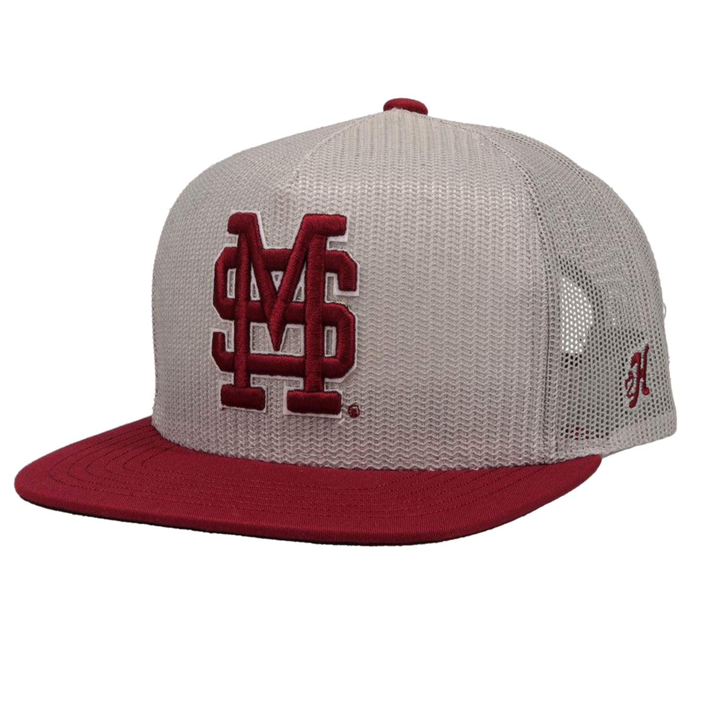 Hooey Collegiate Collection Gray & Maroon MS Logo Flat Bill Cap - Image 1