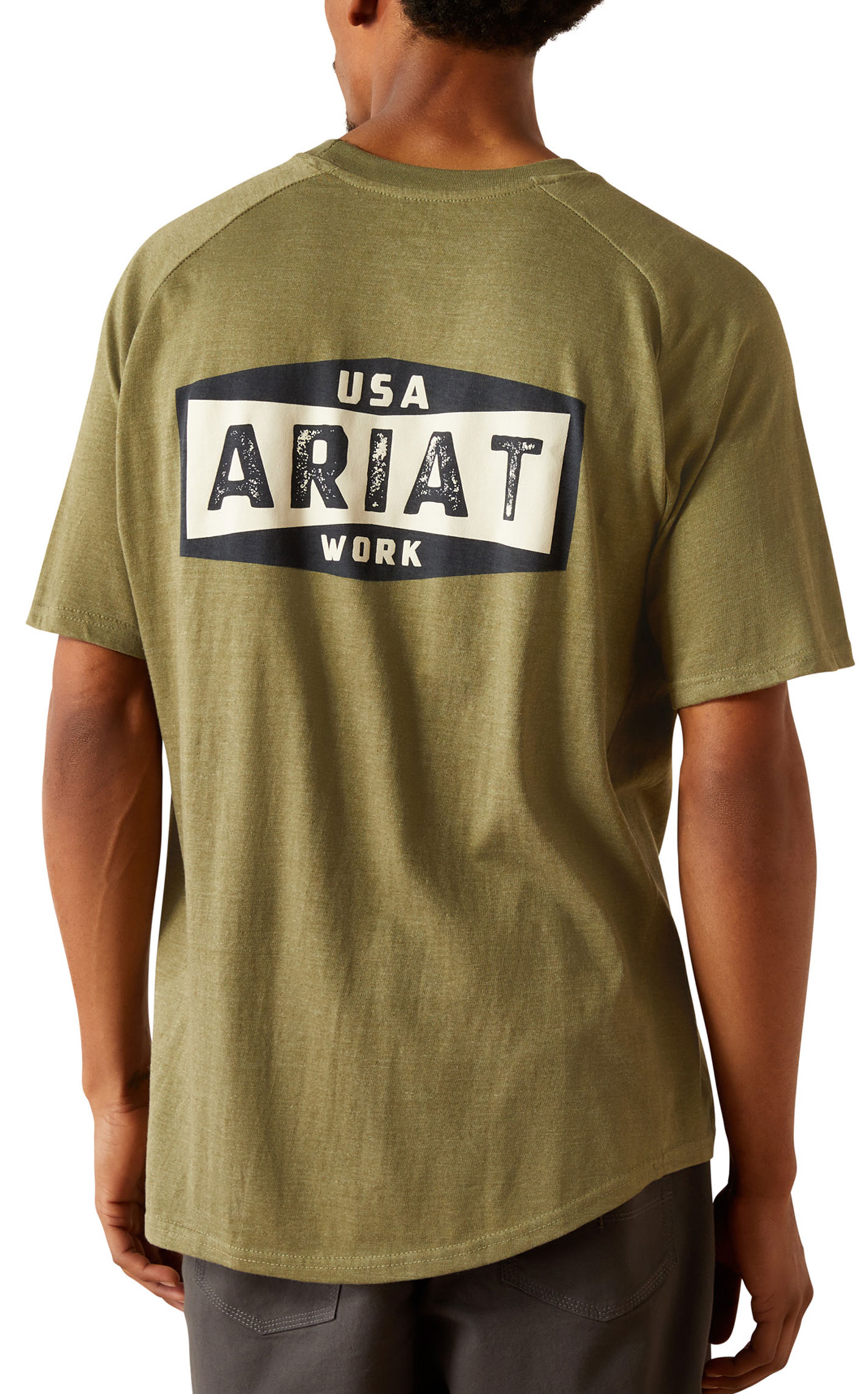 Ariat Rebar Men's Toasted Olive Logo Graphic Work T-Shirt - Image 2