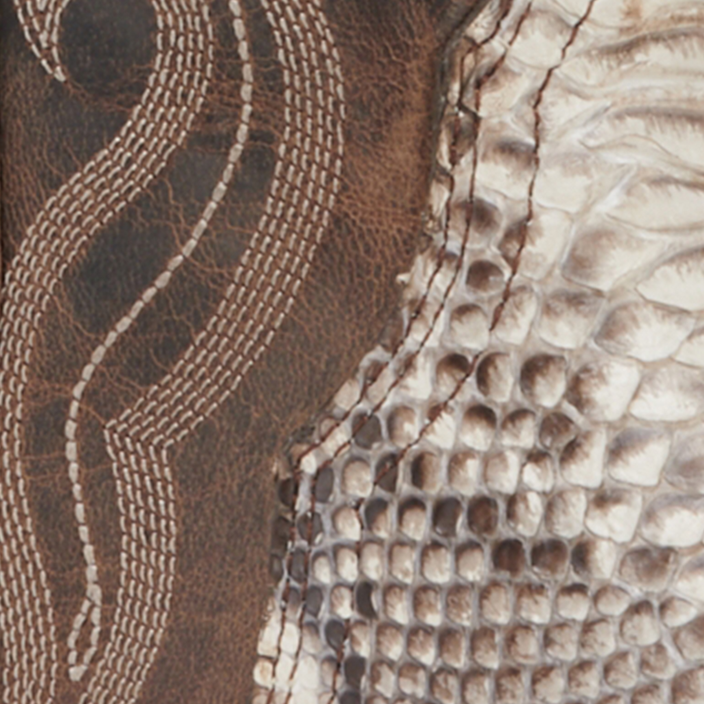 Cavender’s Women’s Natural Python and Bone Mad Dog Leather Exotic Snip Toe Cowboy Boots - Image 1