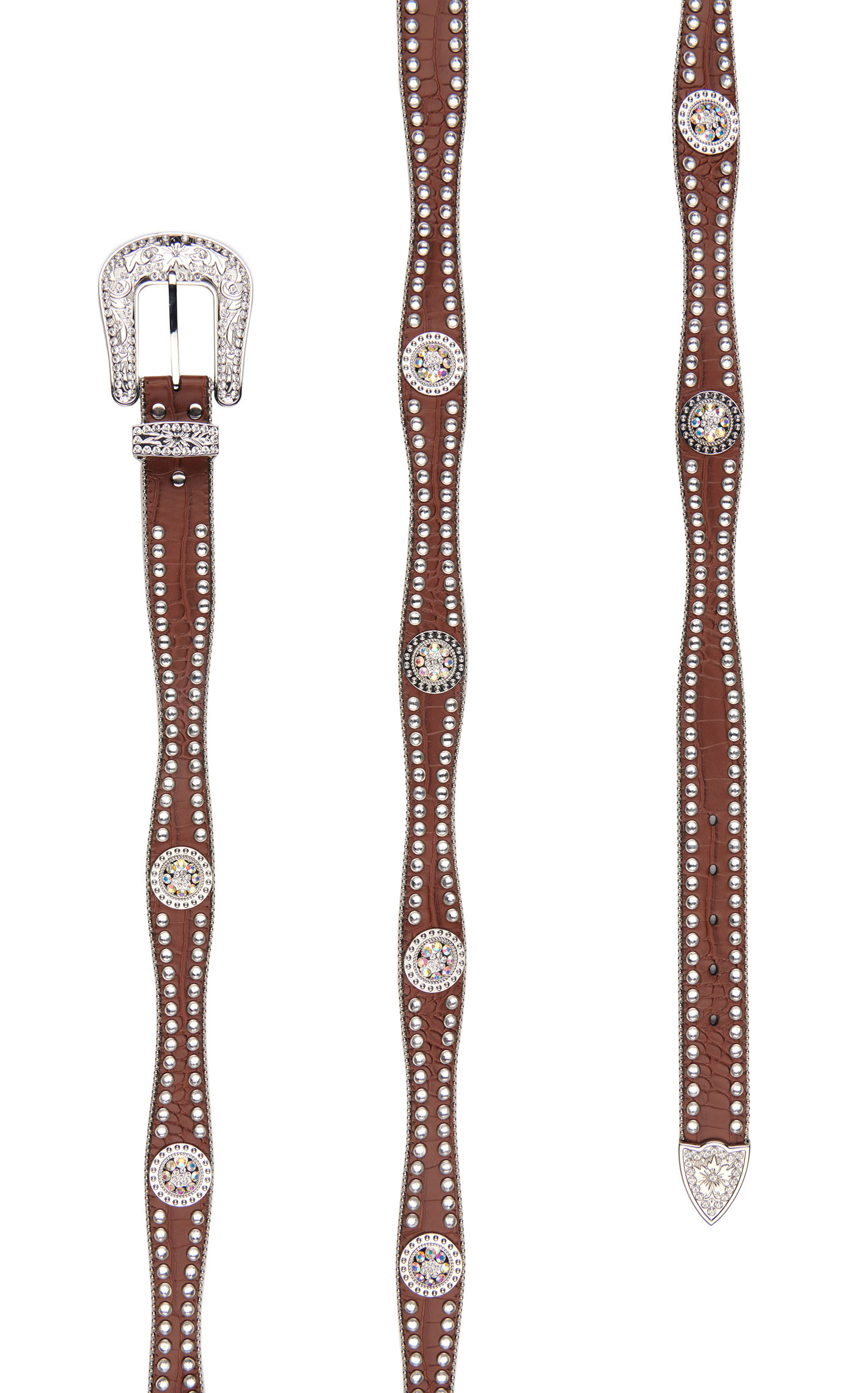 Blazin Roxx Women's Brown Croc Print with Rhinestone Western Belt - Image 1