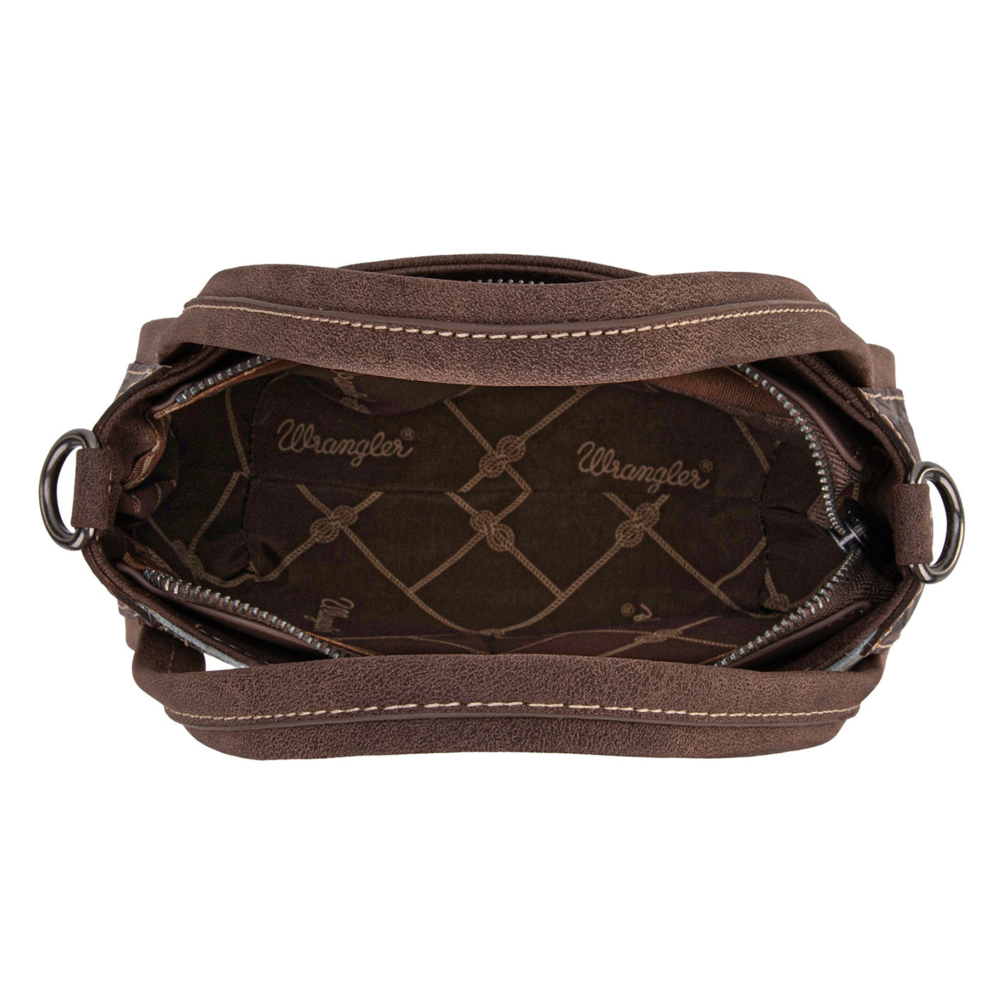 Wrangler Milk & Coffee Hair on Hide Crossbody Bag - Image 1