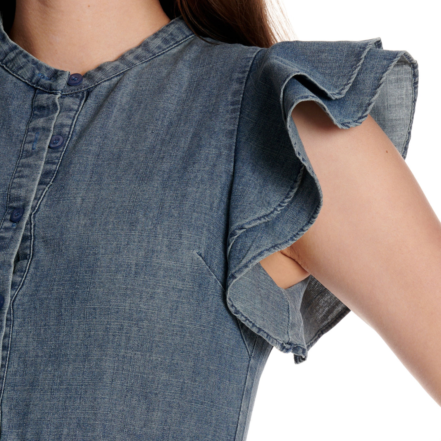 TCEC Women's Medium Wash Tiered Denim Dress  - Image 1