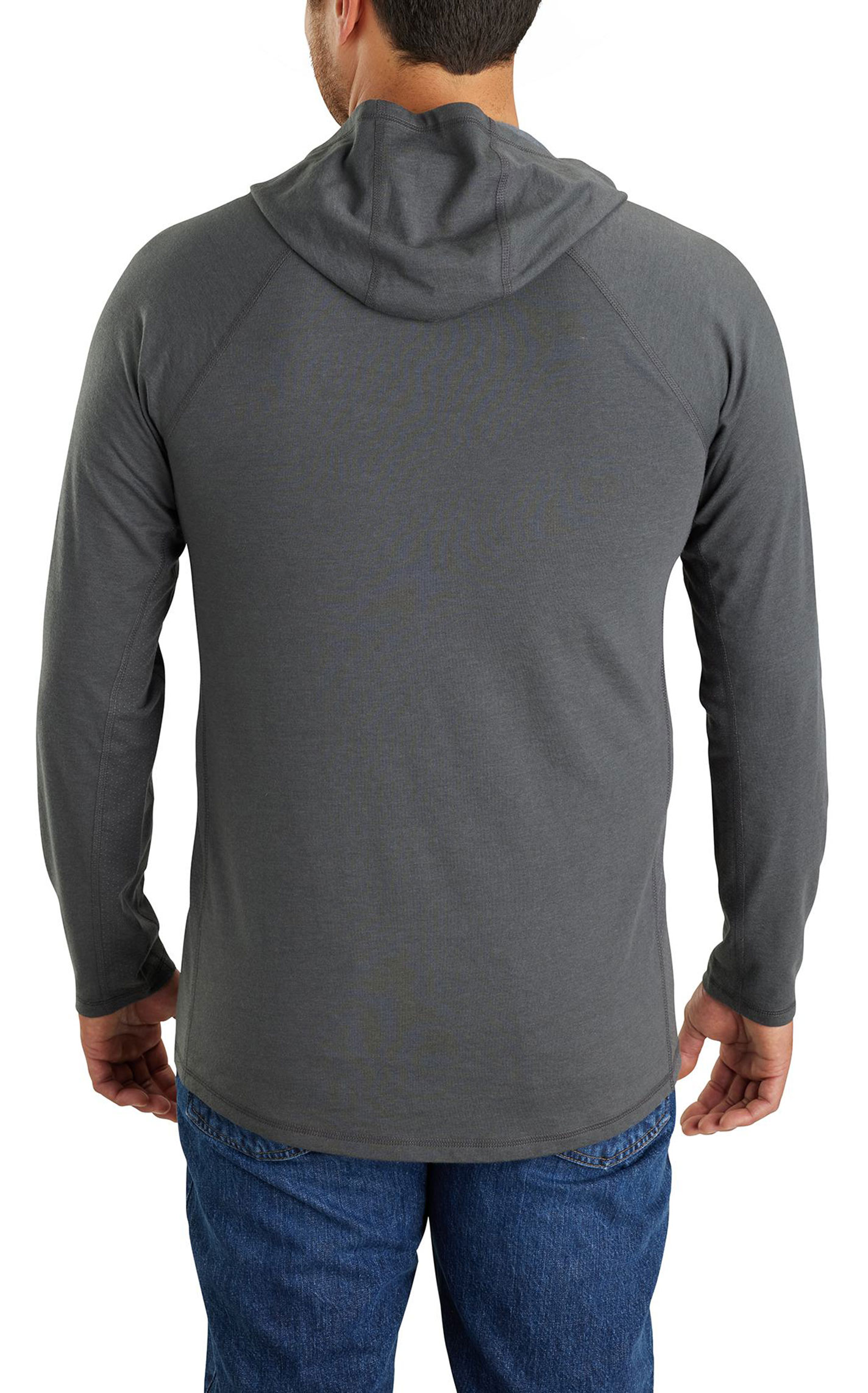 Carhartt Men's Force Sun Defender Carbon Heather Hooded Work T-Shirt - Image 2