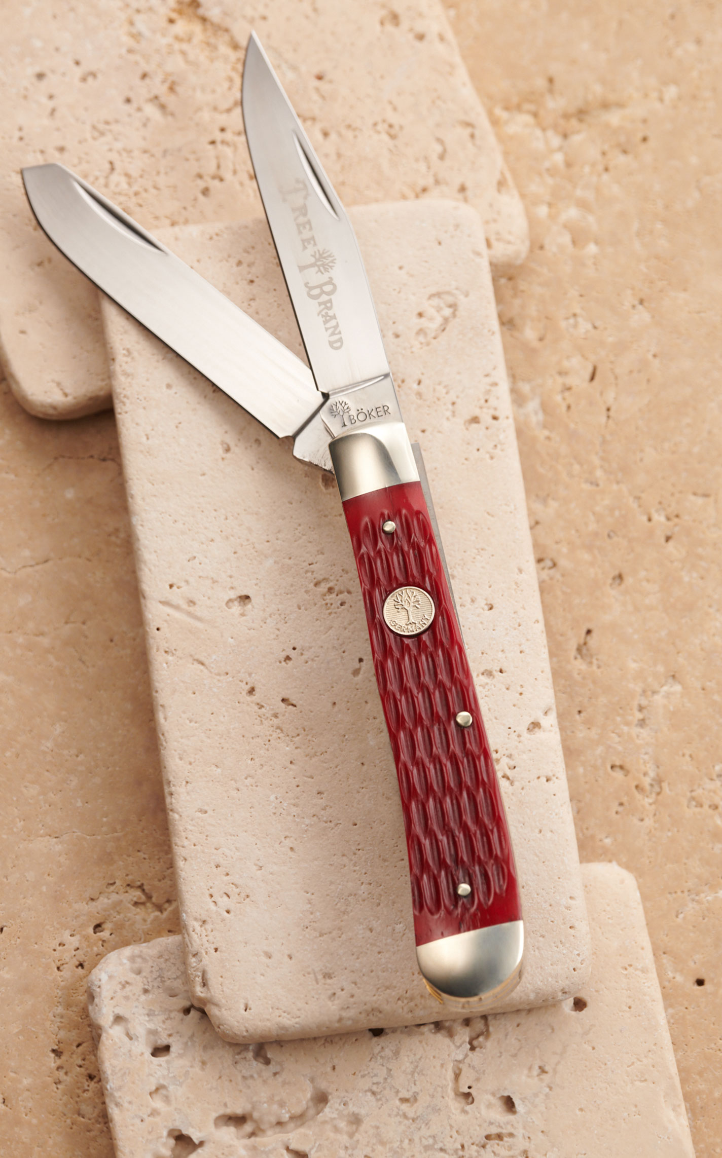 Tree Brand by Boker Traditional Series Red Bone Handle Trapper Pocket Knife - Image 3